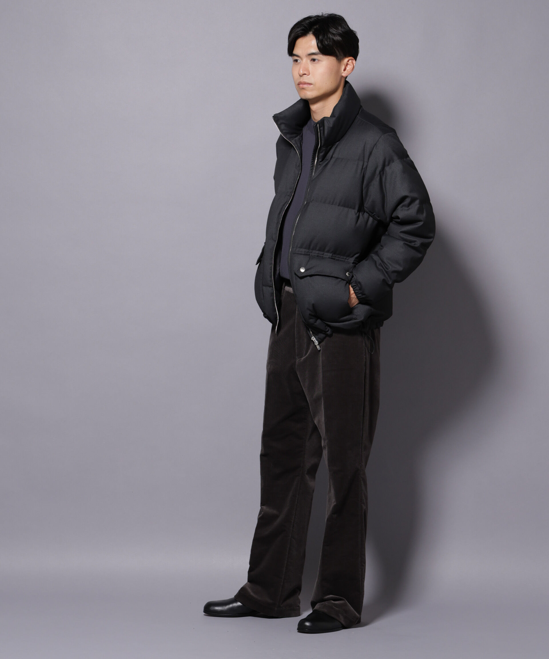 nano･universe「DELEGANTE エアリーサキソニー／グレンチェックTAIONダウンジャケット」|ダウン|