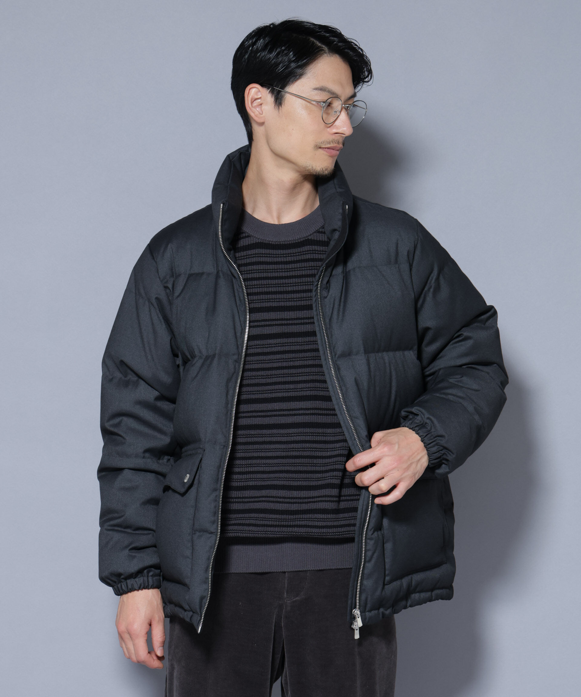 nano･universe「DELEGANTE エアリーサキソニー／グレンチェックTAIONダウンジャケット」|ダウン|