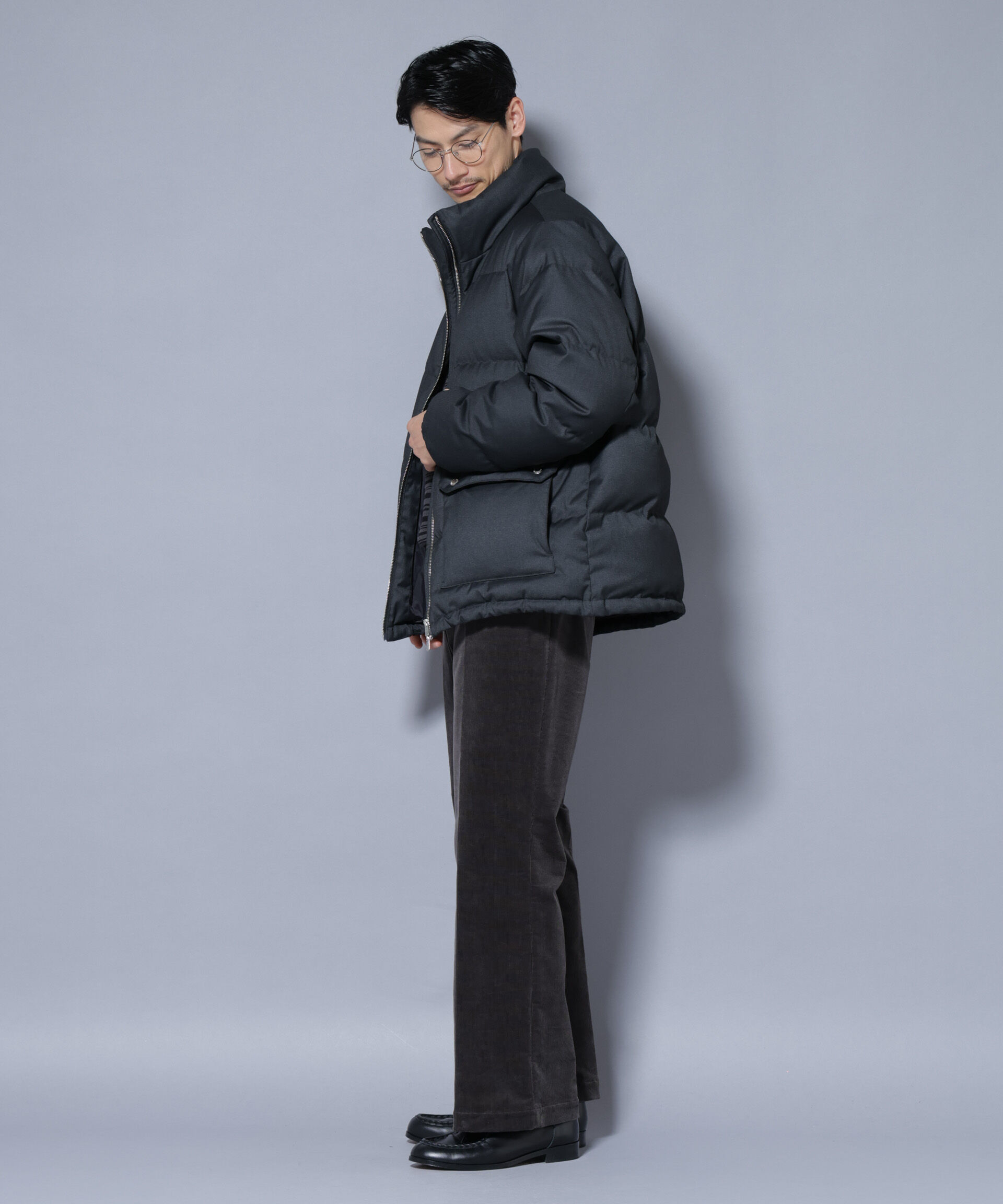 nano･universe「DELEGANTE エアリーサキソニー／グレンチェックTAIONダウンジャケット」|ダウン|