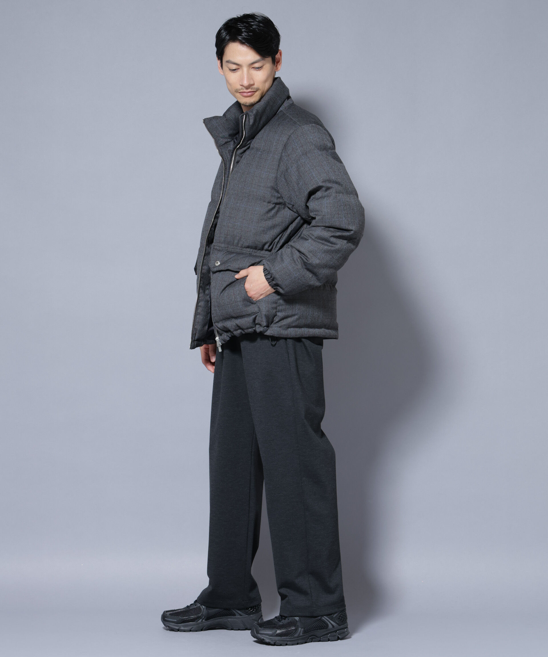 nano･universe「DELEGANTE エアリーサキソニー／グレンチェックTAIONダウンジャケット」|ダウン|