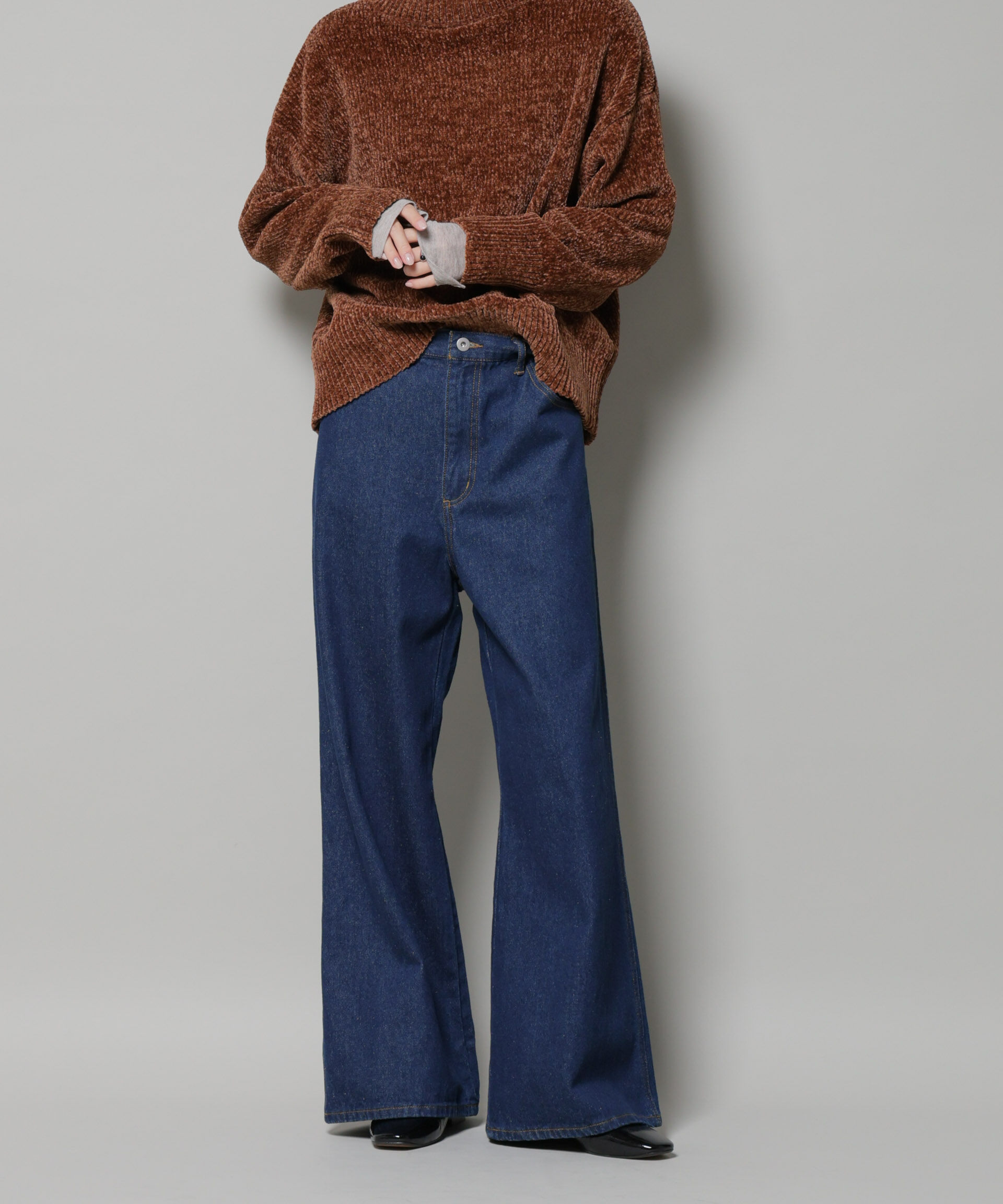 nano･universe「ワイドデニムパンツ」|チノ|D.ネイビー1