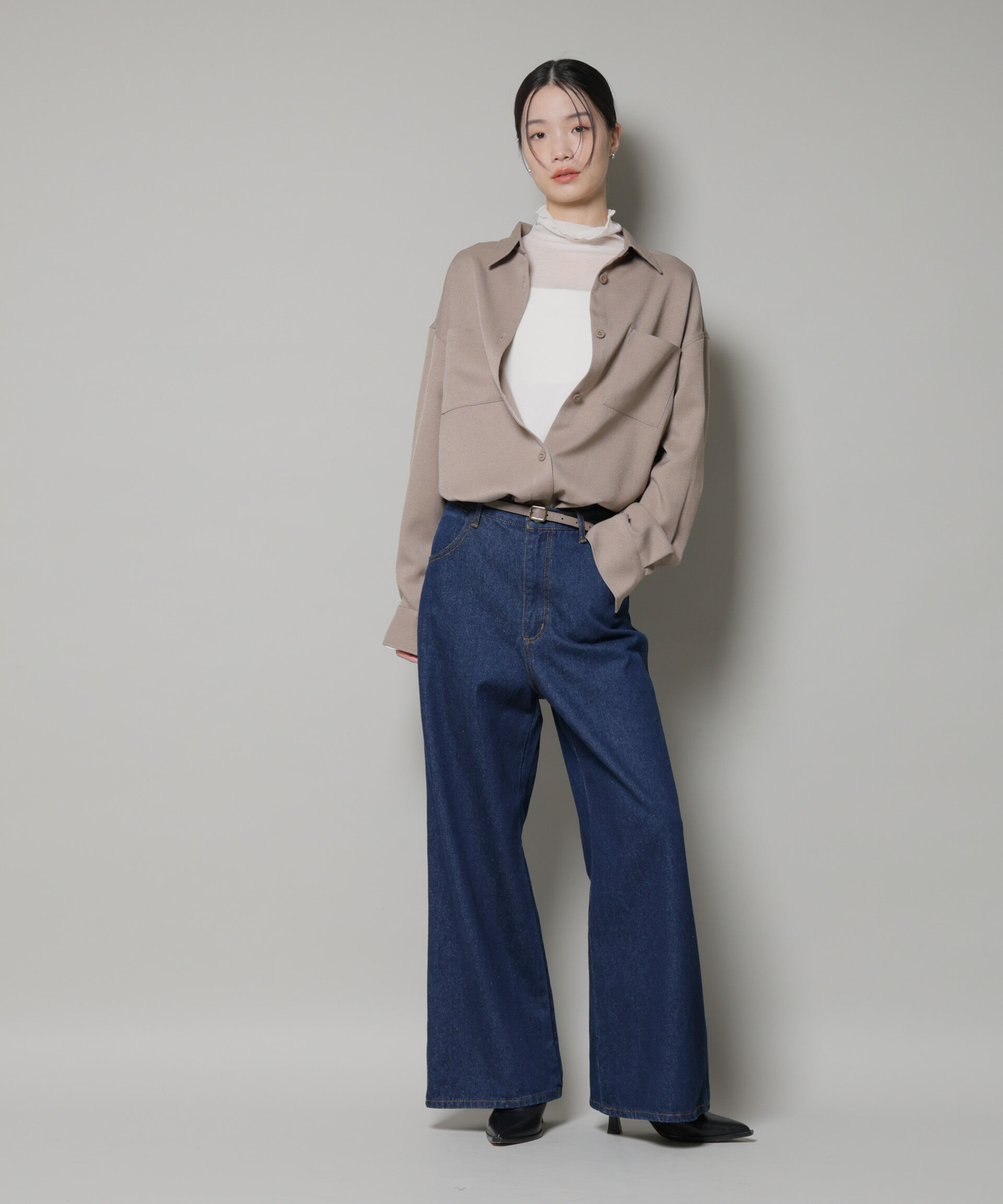 nano･universe「ワイドデニムパンツ」|チノ|