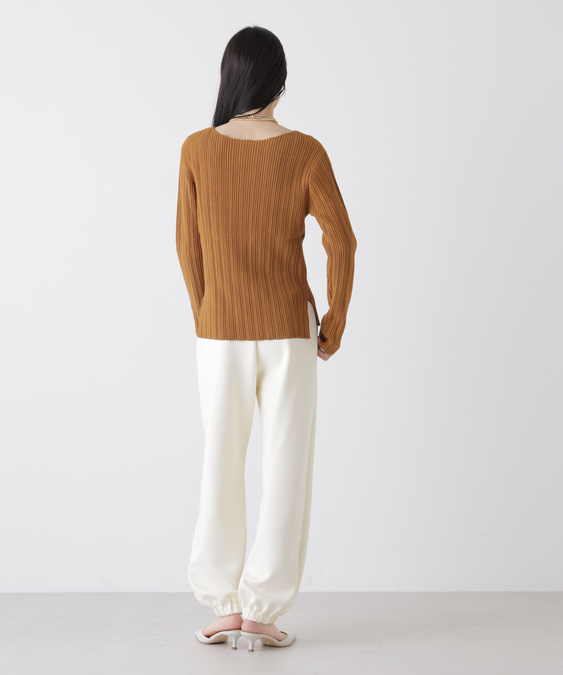 nano･universe「プリーツニットボートネックトップス(セットアップ可)」|ニット・セーター|