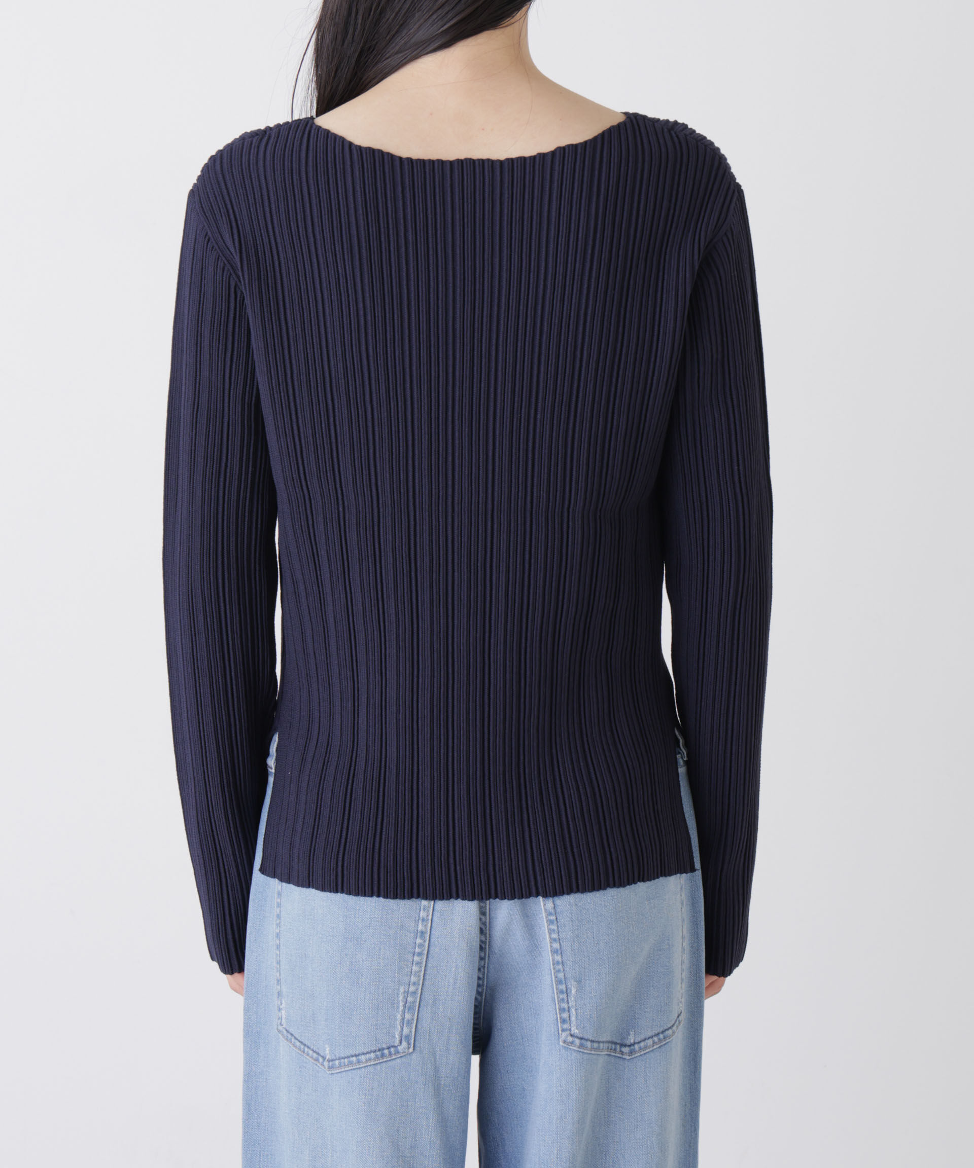 nano･universe「プリーツニットボートネックトップス(セットアップ可)」|ニット・セーター|