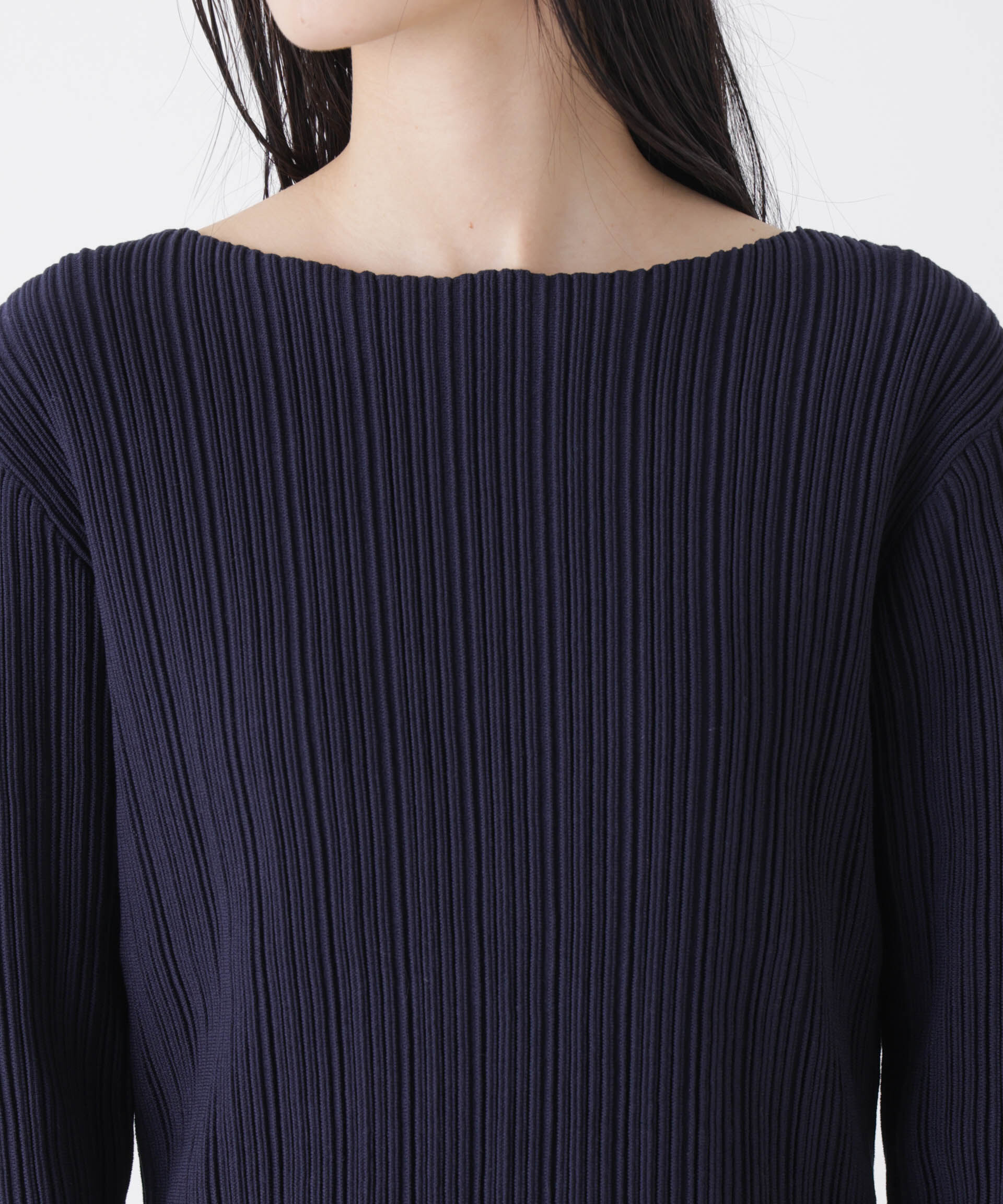 nano･universe「プリーツニットボートネックトップス(セットアップ可)」|ニット・セーター|