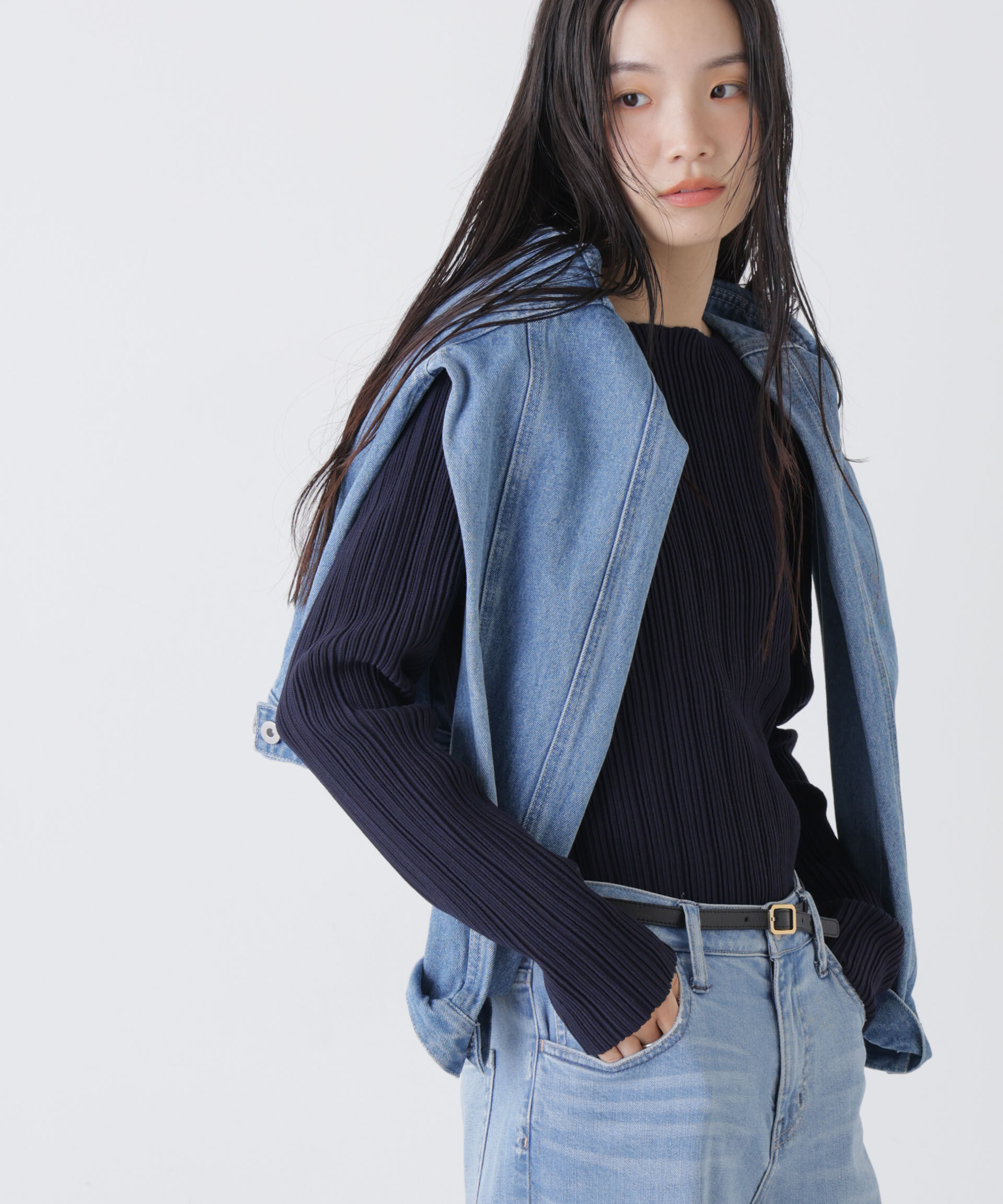 nano･universe「プリーツニットボートネックトップス(セットアップ可)」|ニット・セーター|