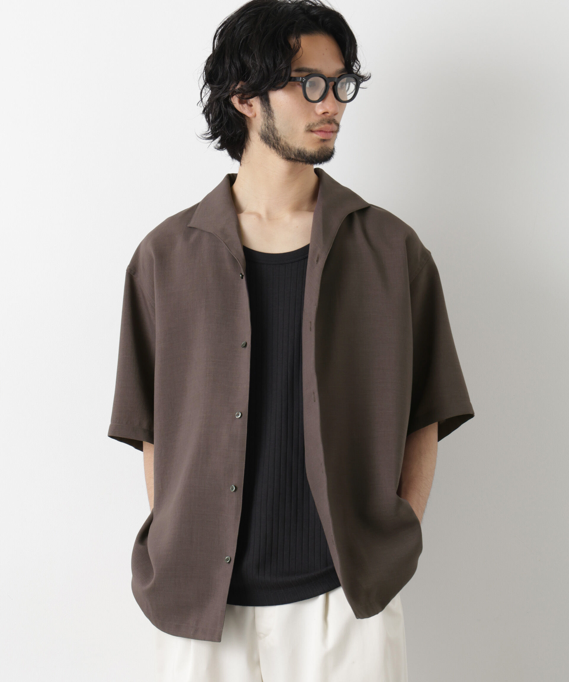 nano･universe「「メランジドライ」イタリアンカラーシャツ(セットアップ可)」|シャツ・ブラウス|