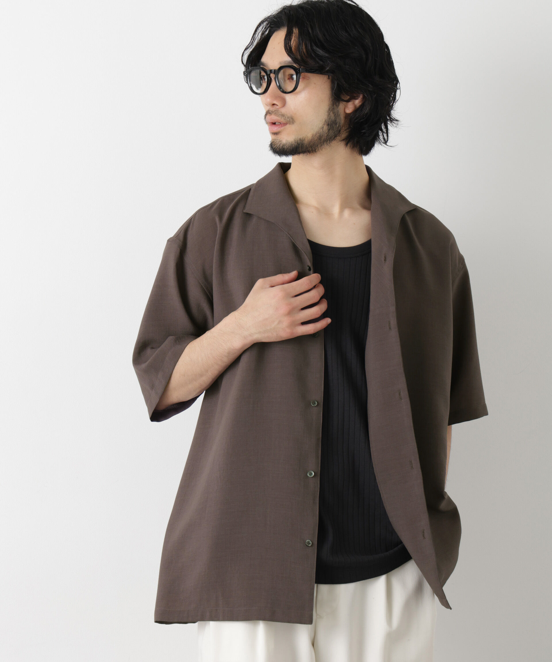 nano･universe「「メランジドライ」イタリアンカラーシャツ(セットアップ可)」|シャツ・ブラウス|