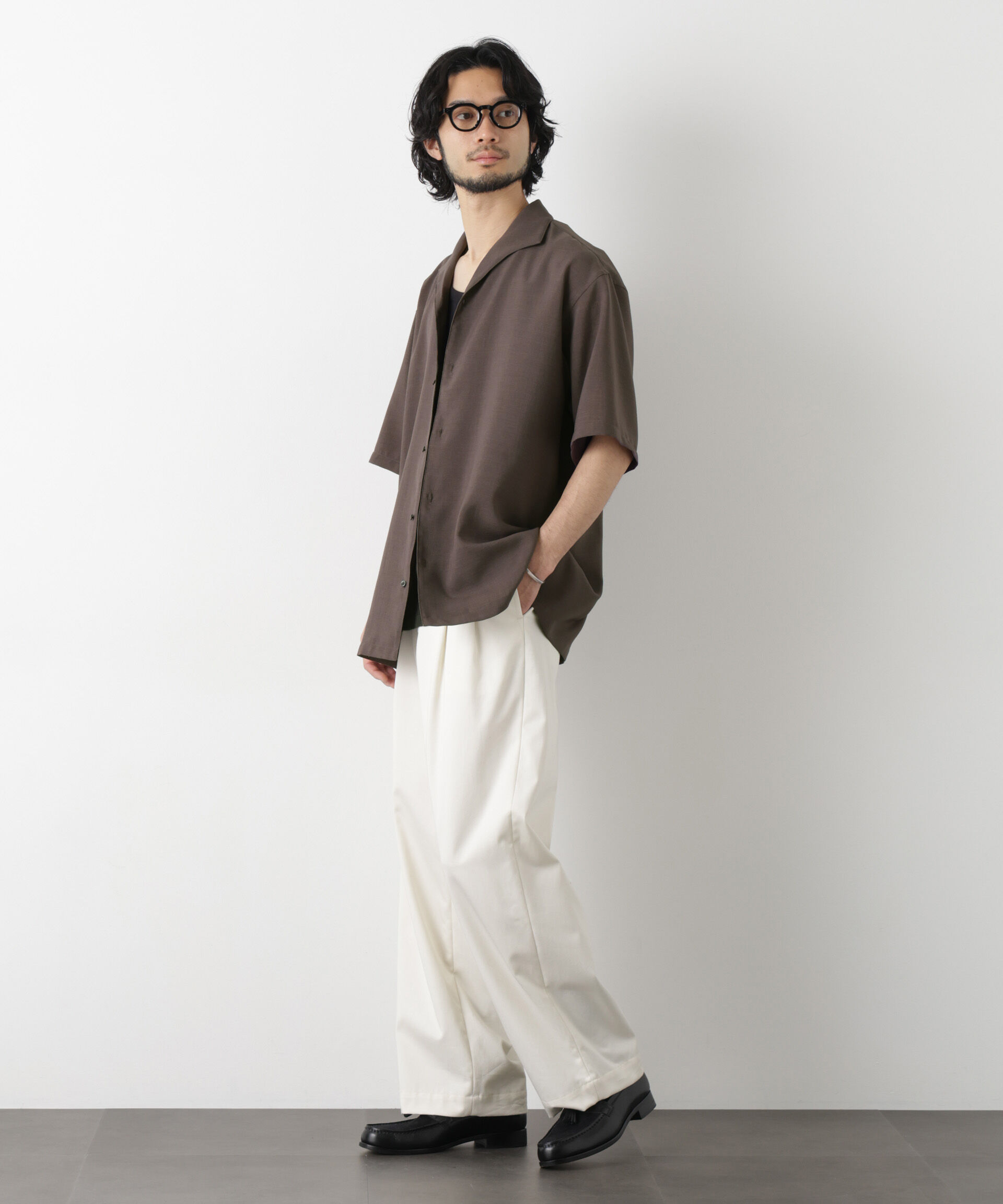 nano･universe「「メランジドライ」イタリアンカラーシャツ(セットアップ可)」|シャツ・ブラウス|