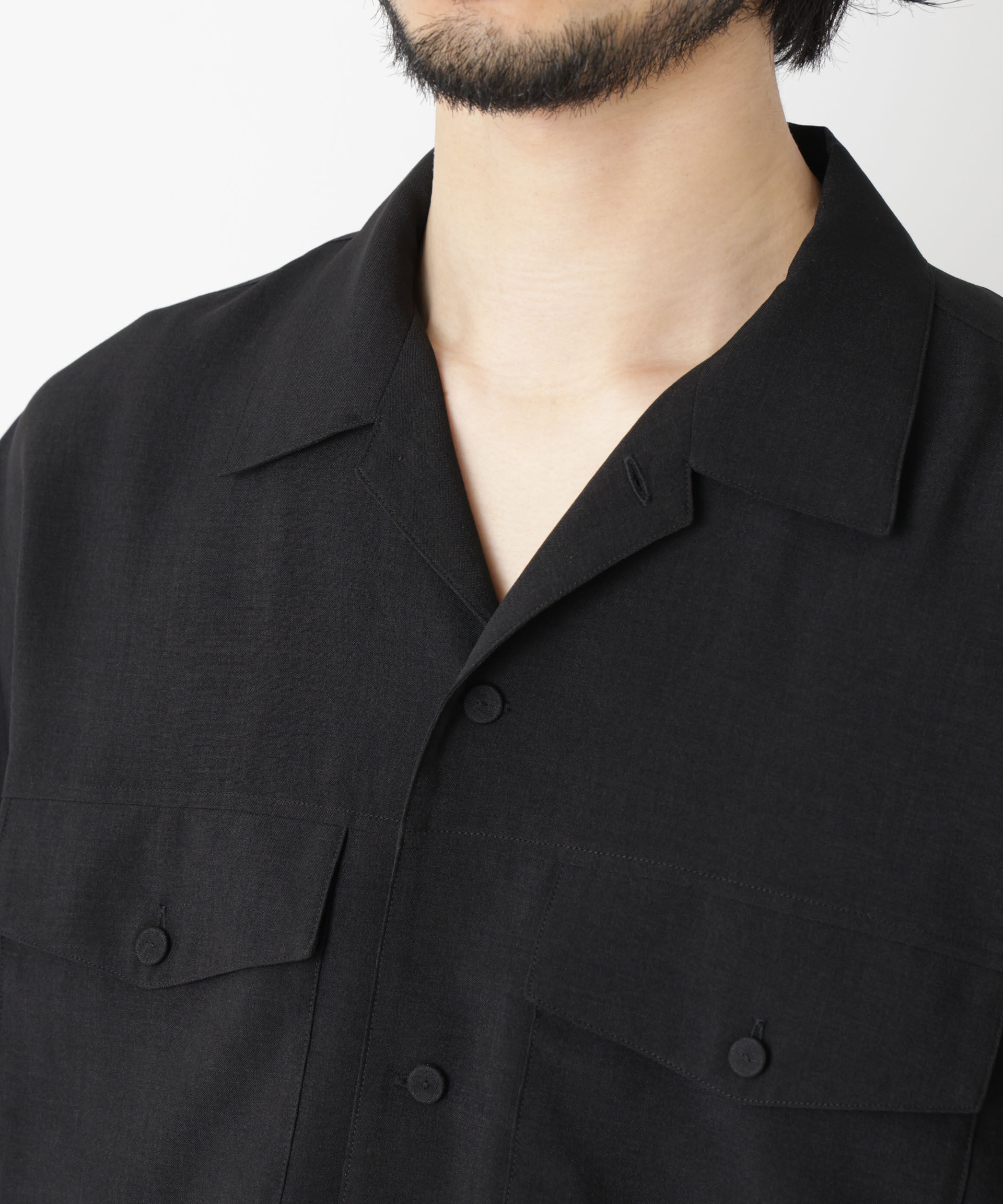 nano･universe「「メランジドライ」バトルドレスオープンカラーシャツ」|シャツ・ブラウス|