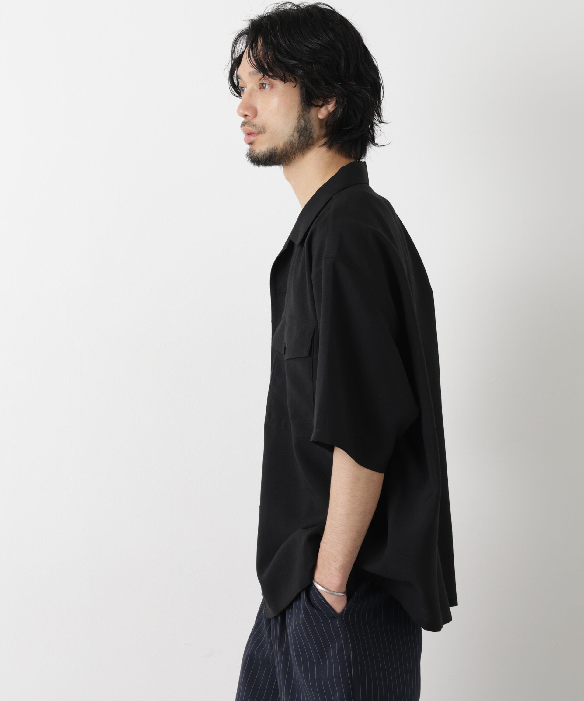 nano･universe「「メランジドライ」バトルドレスオープンカラーシャツ」|シャツ・ブラウス|