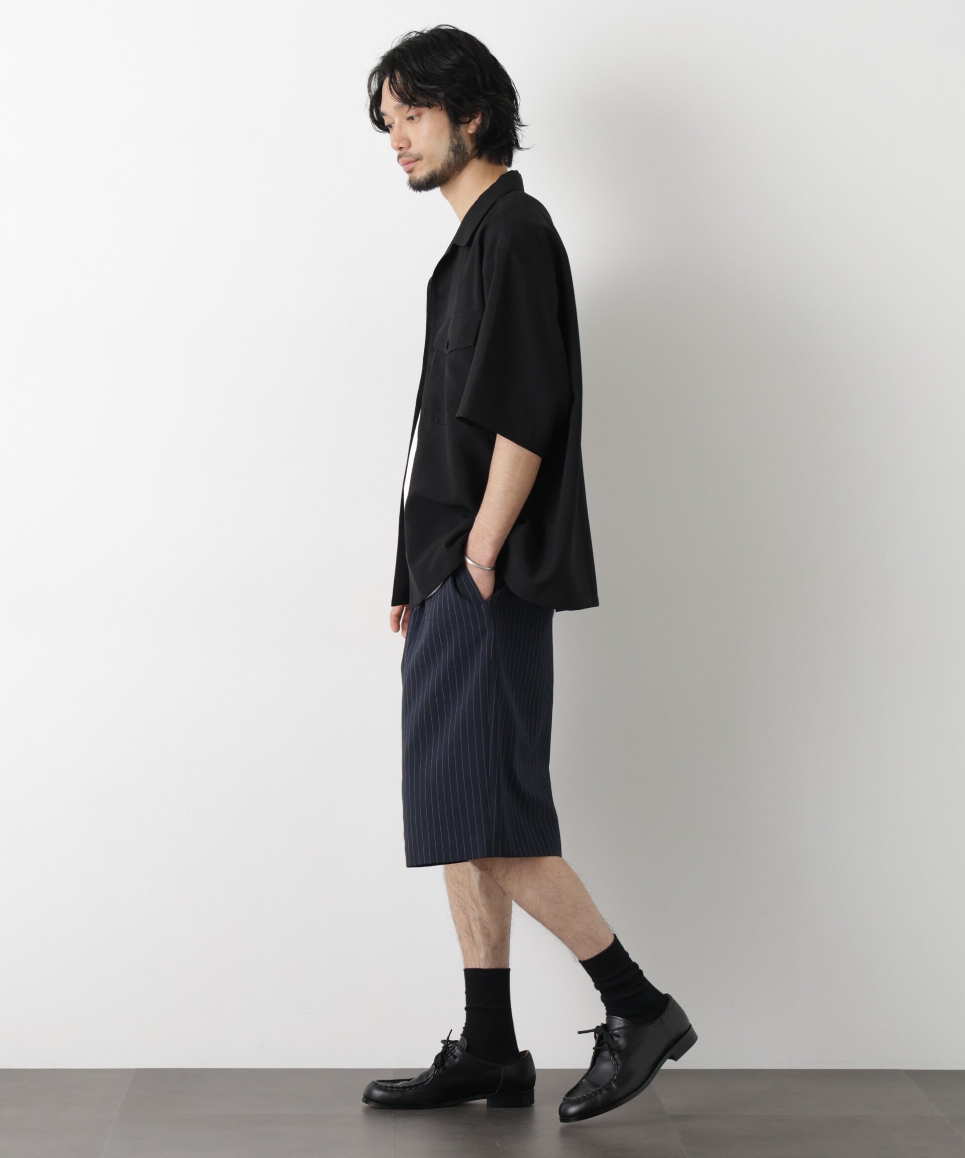 nano･universe「「メランジドライ」バトルドレスオープンカラーシャツ」|シャツ・ブラウス|