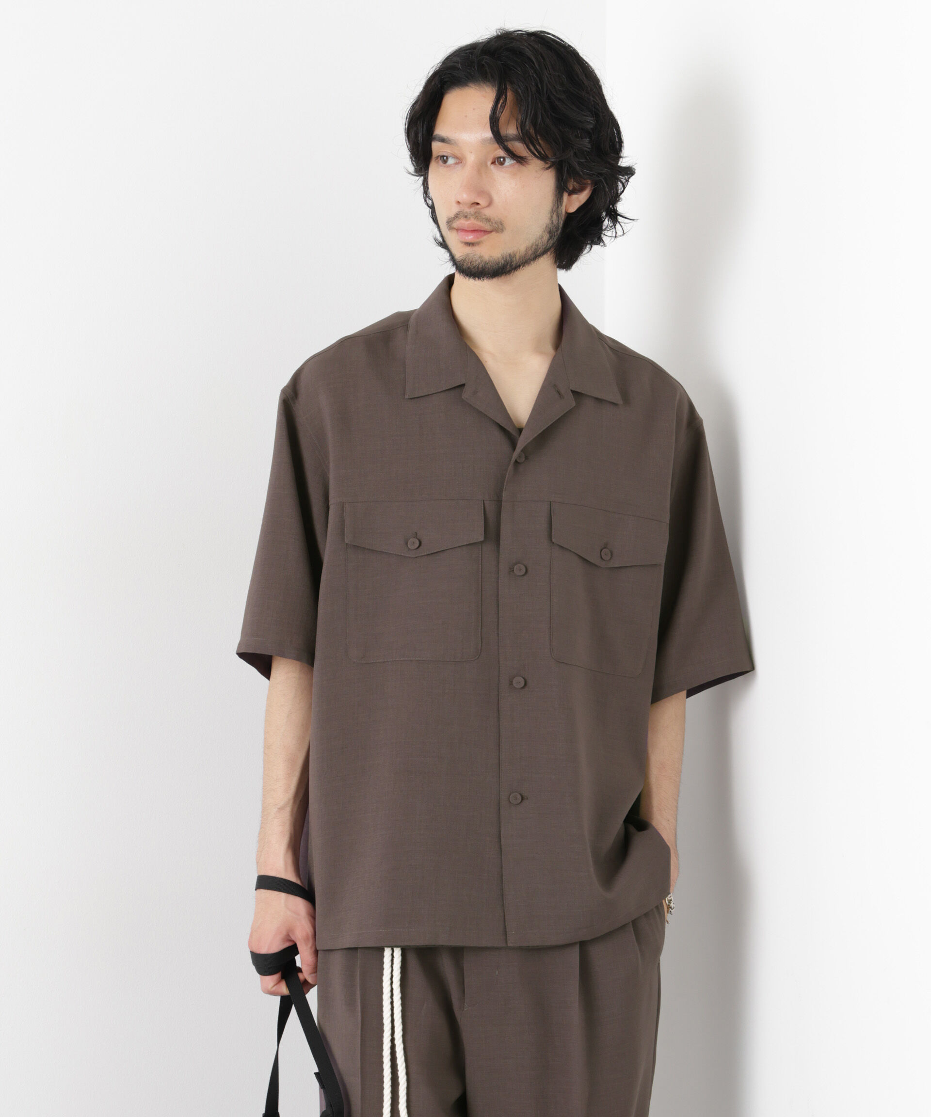 nano･universe「「メランジドライ」バトルドレスオープンカラーシャツ」|シャツ・ブラウス|