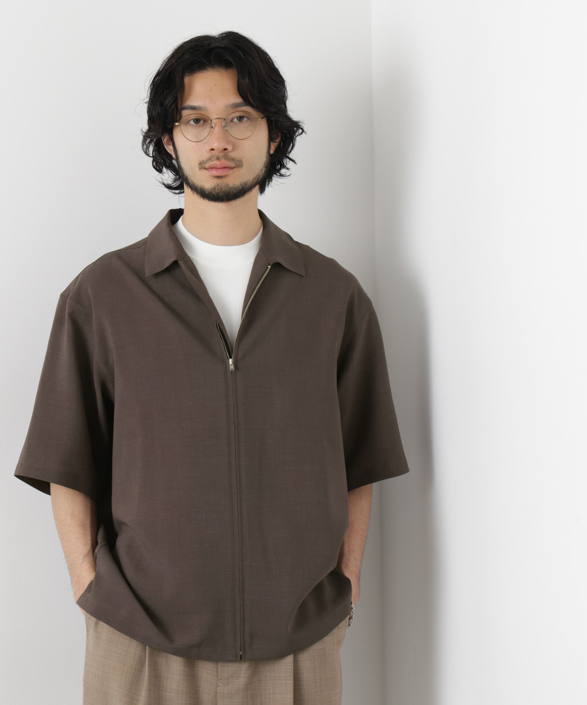 nano･universe「「メランジドライ」ZIPシャツブルゾン(セットアップ可)」|シャツ・ブラウス|