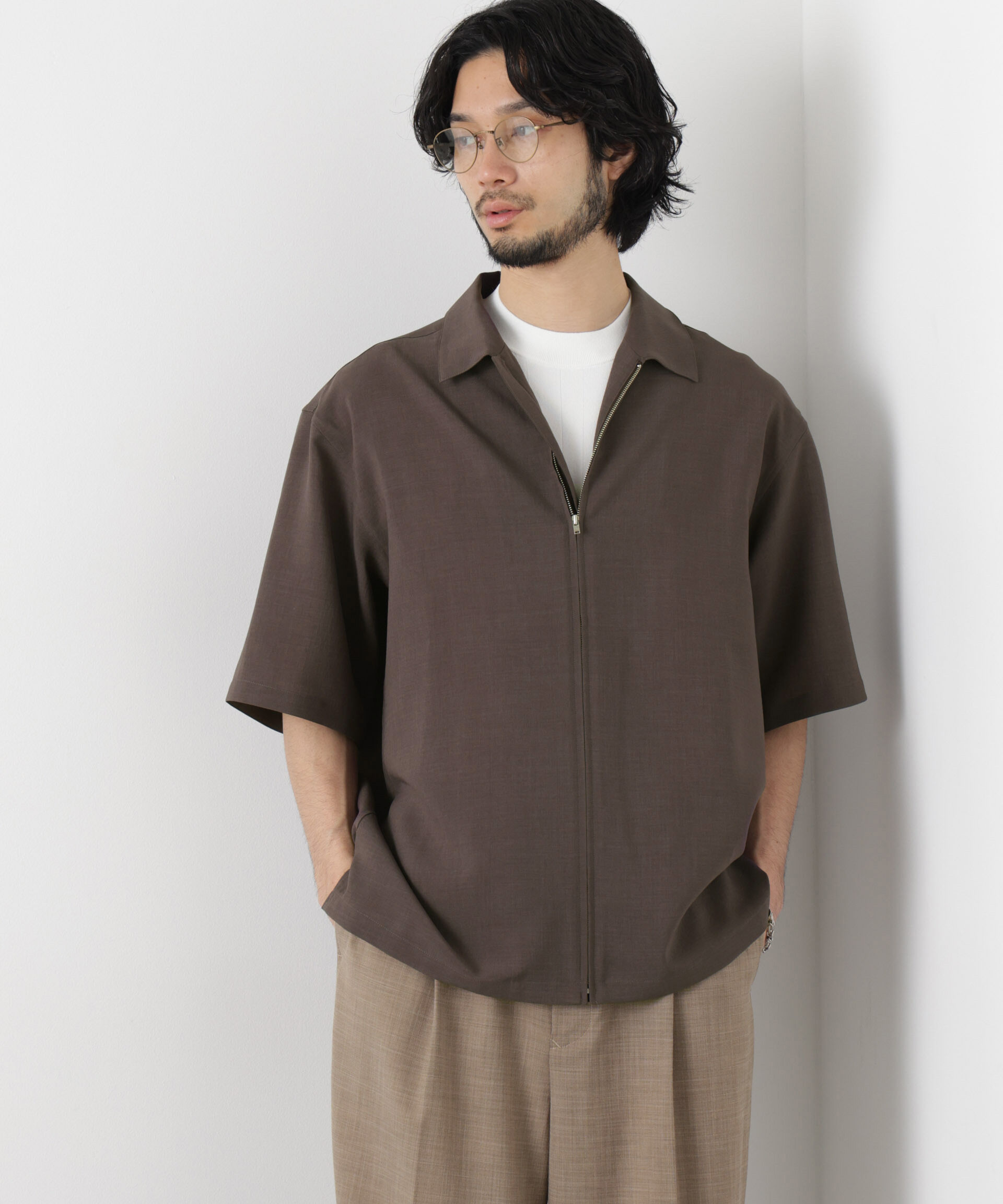 nano･universe「「メランジドライ」ZIPシャツブルゾン(セットアップ可)」|シャツ・ブラウス|