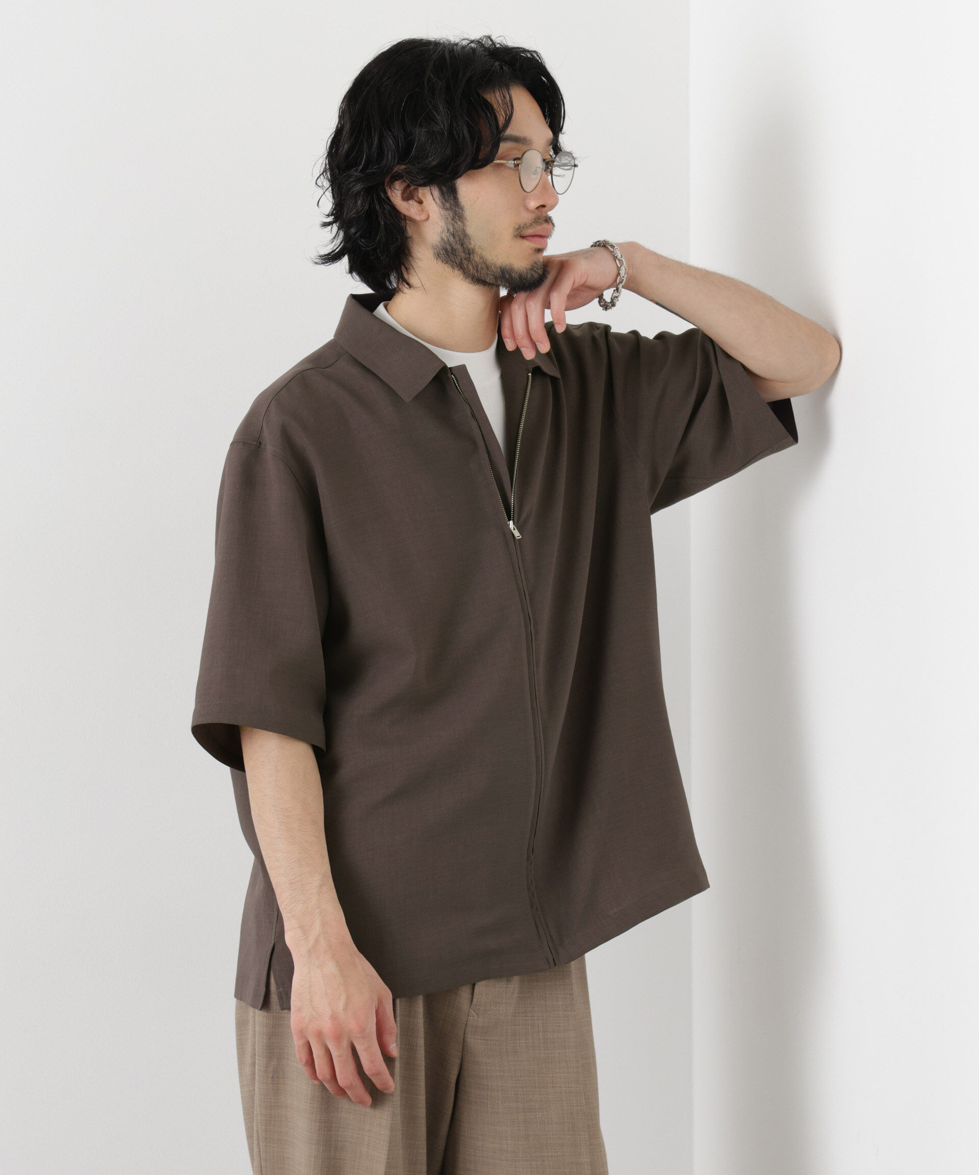 nano･universe「「メランジドライ」ZIPシャツブルゾン(セットアップ可)」|シャツ・ブラウス|