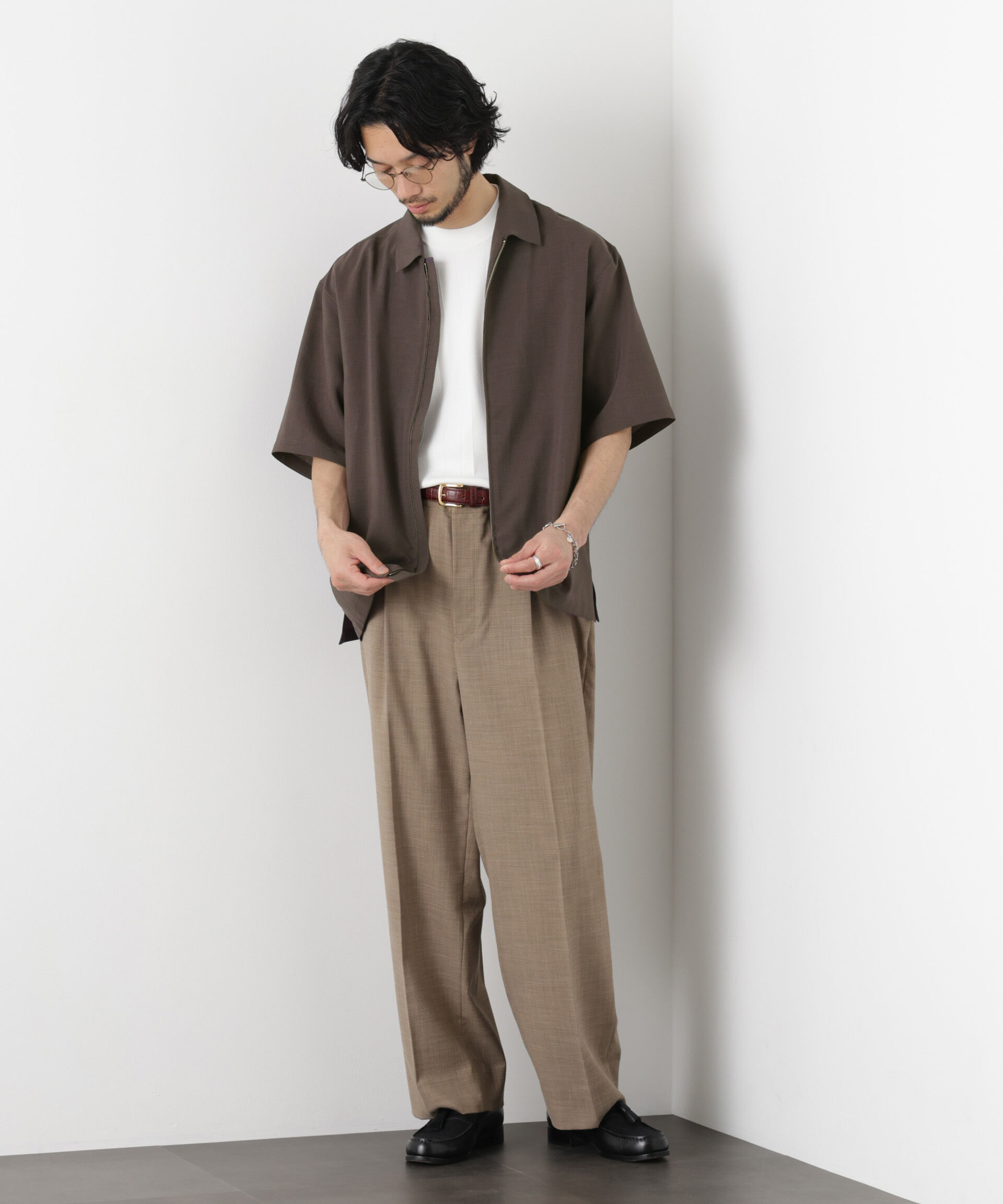 nano･universe「「メランジドライ」ZIPシャツブルゾン(セットアップ可)」|シャツ・ブラウス|