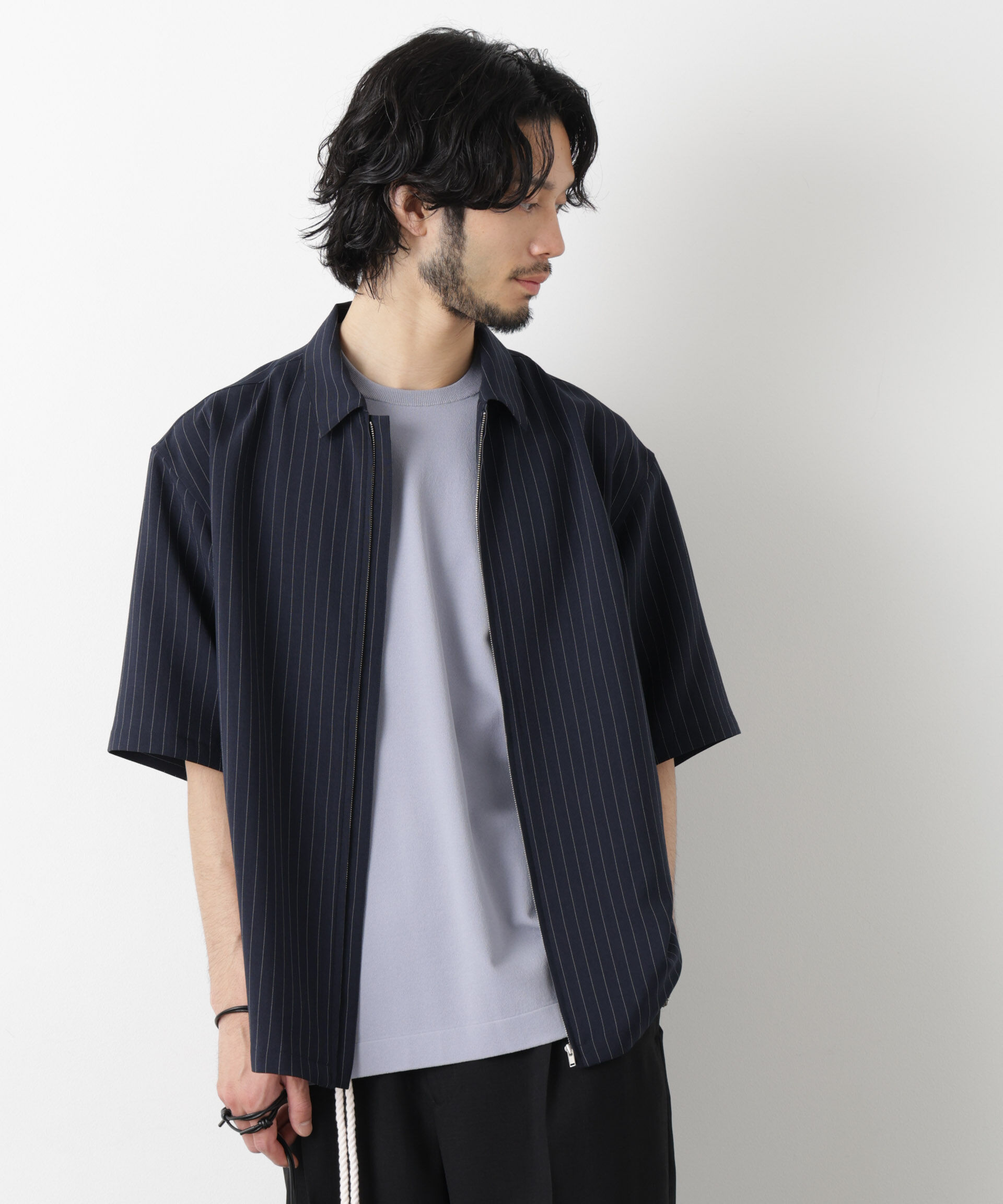 nano･universe「「メランジドライ」ZIPシャツブルゾン(セットアップ可)」|シャツ・ブラウス|パターン1