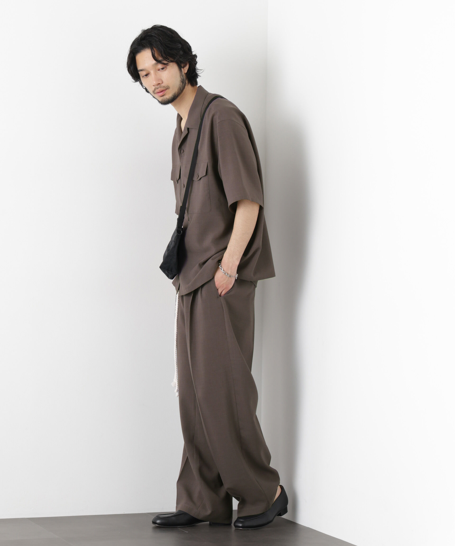 nano･universe「「メランジドライ」ワイドスラックス(セットアップ可)」|チノ|