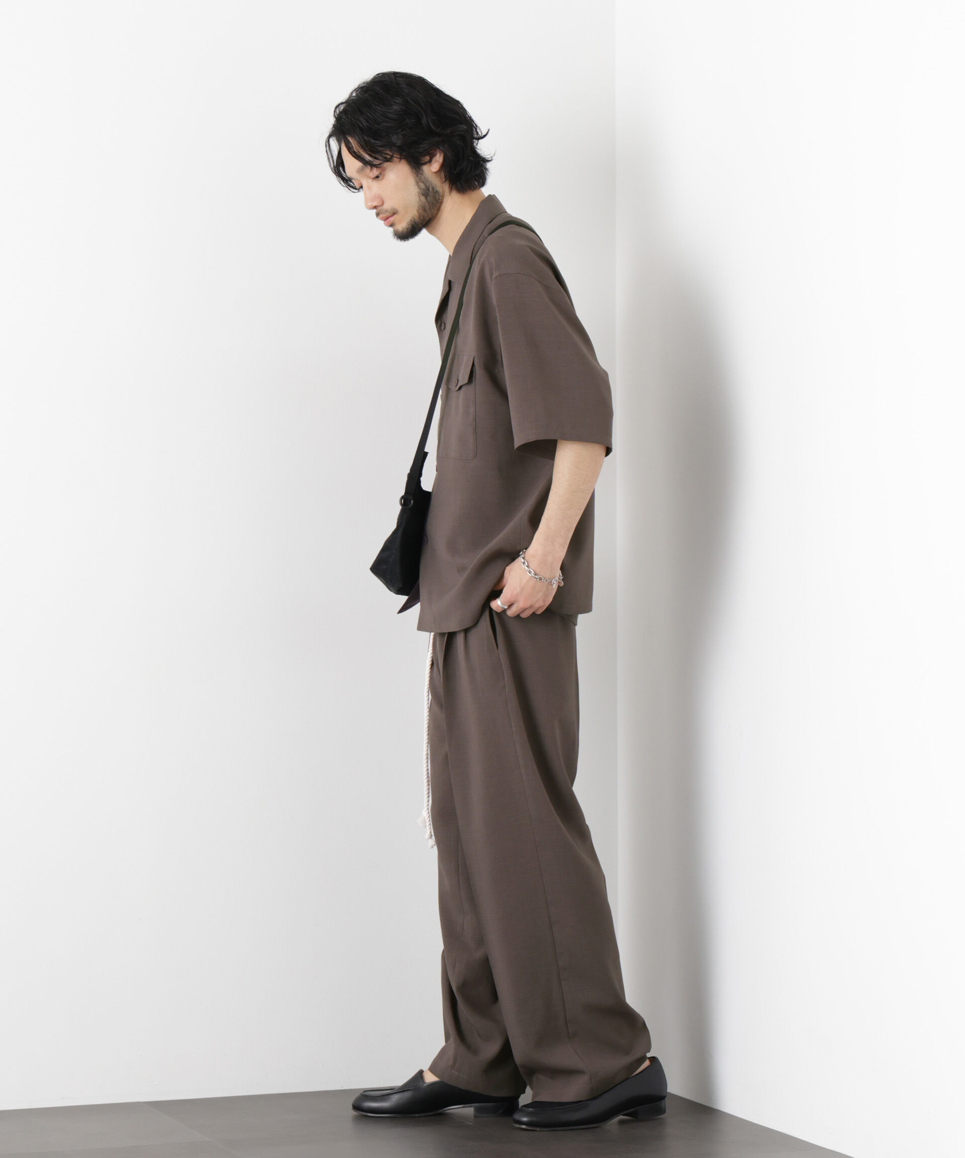 nano･universe「「メランジドライ」ワイドスラックス(セットアップ可)」|チノ|