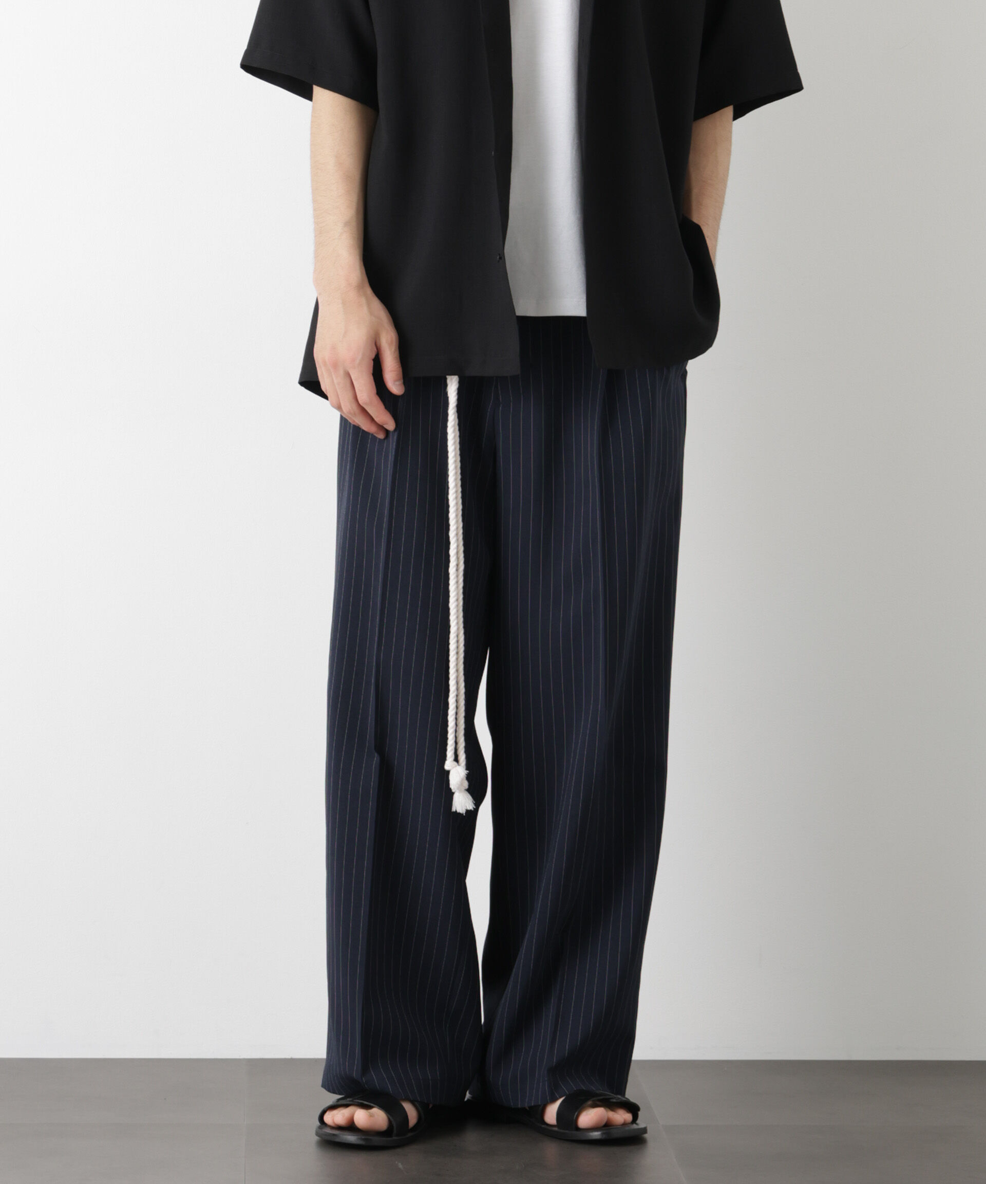 nano･universe「「メランジドライ」ワイドスラックス(セットアップ可)」|チノ|パターン1