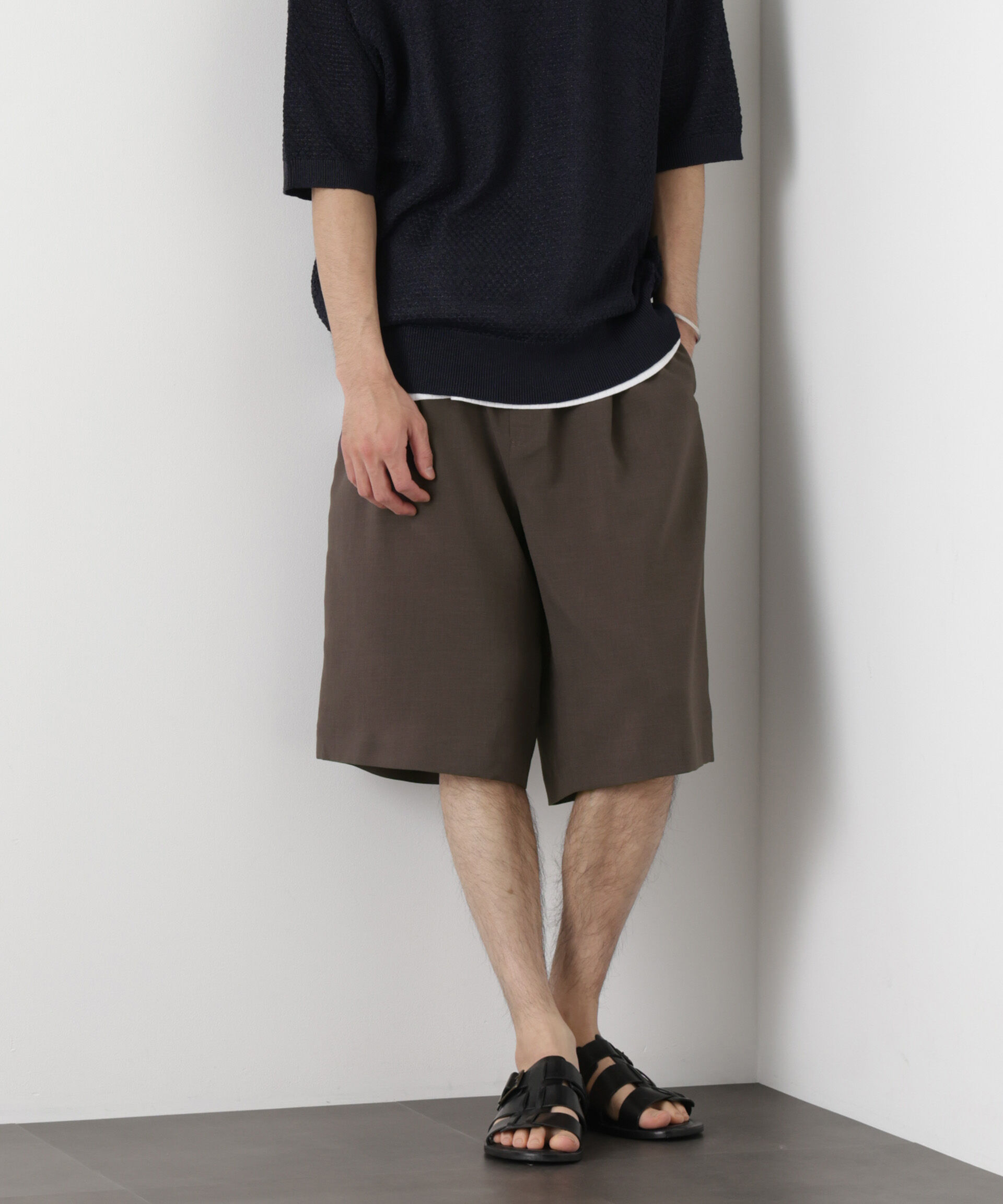 nano･universe「「メランジドライ」バギーイージーハーフショーツ(セットアップ可)」|チノ|