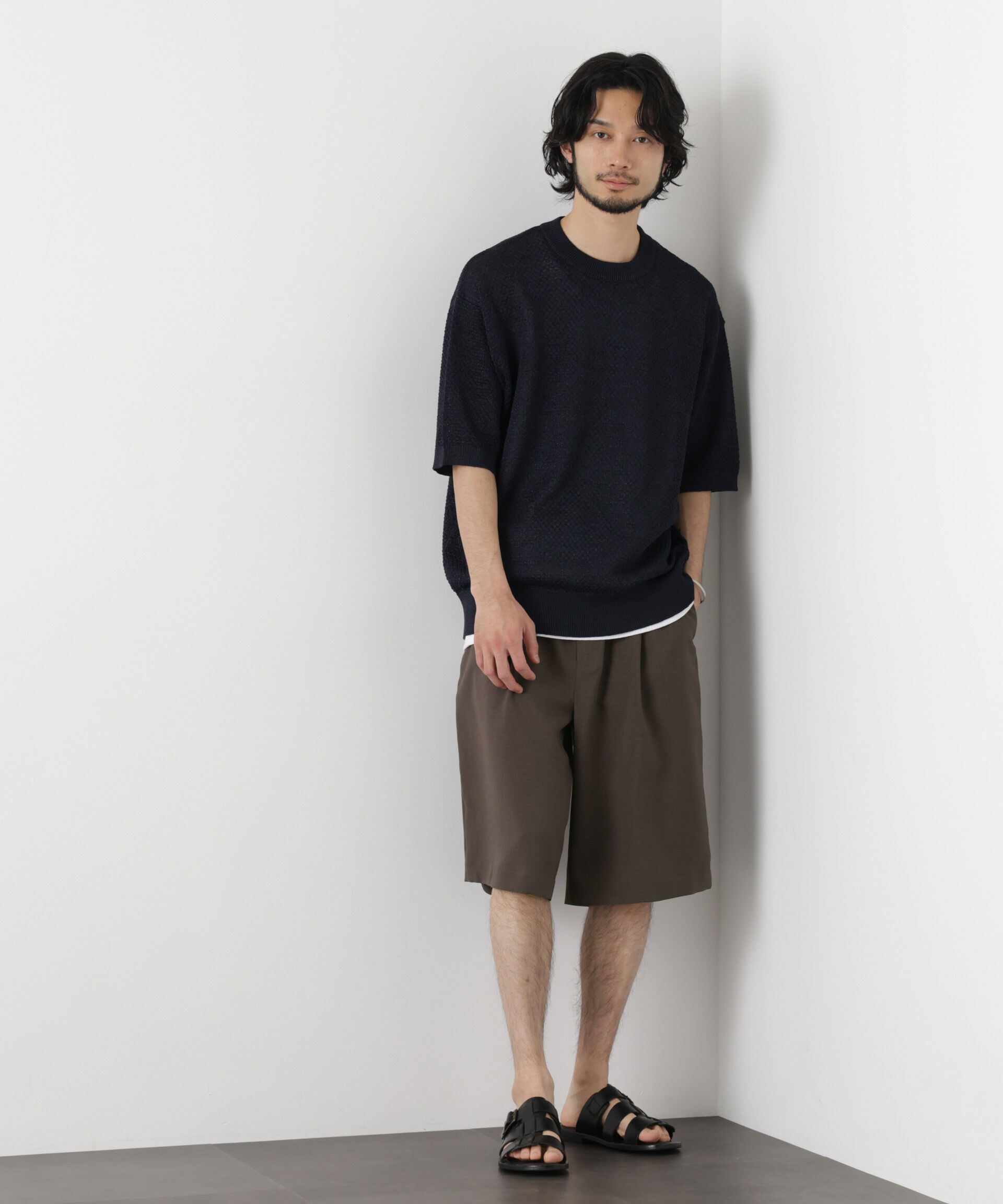 nano･universe「「メランジドライ」バギーイージーハーフショーツ(セットアップ可)」|チノ|