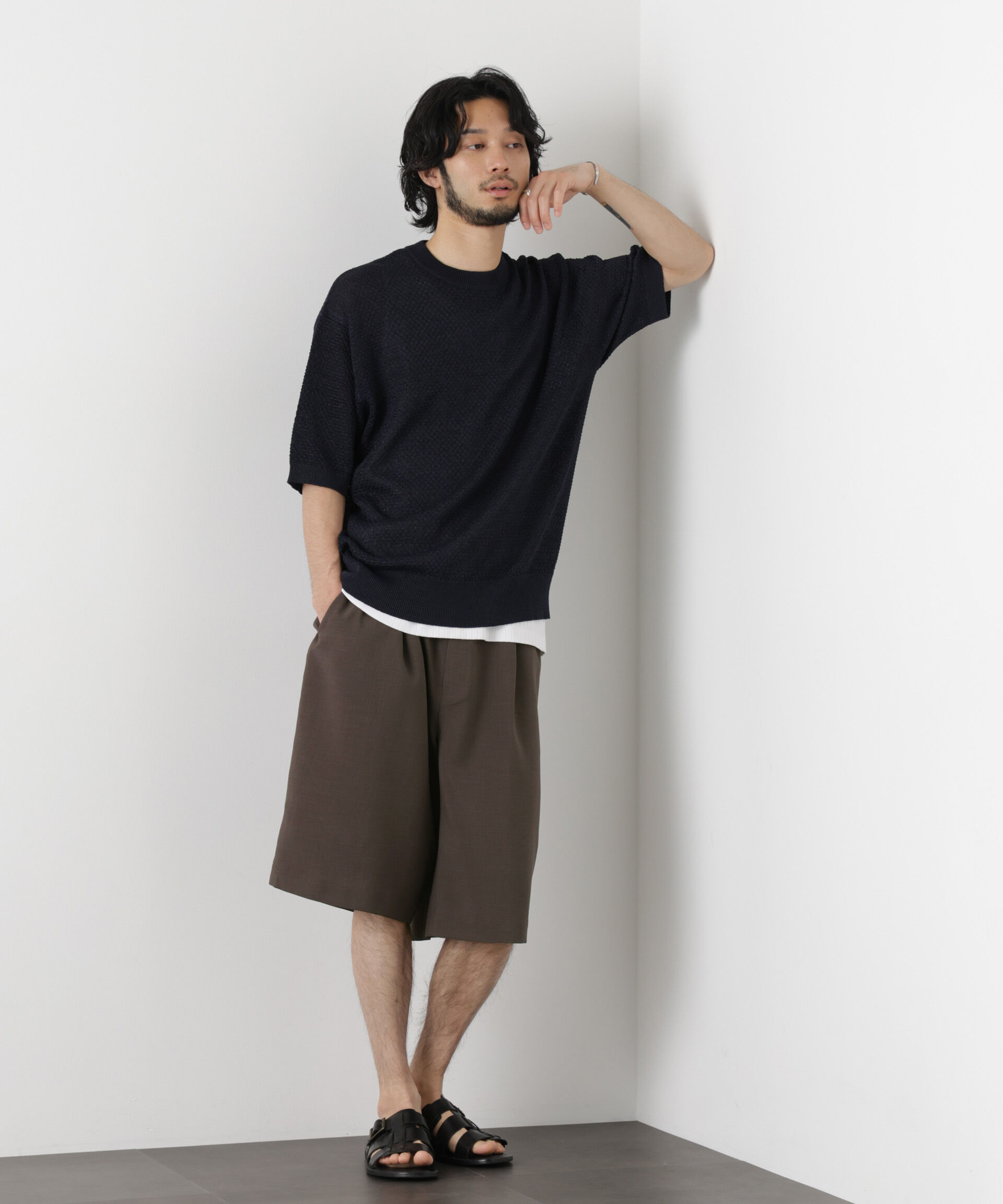 nano･universe「「メランジドライ」バギーイージーハーフショーツ(セットアップ可)」|チノ|