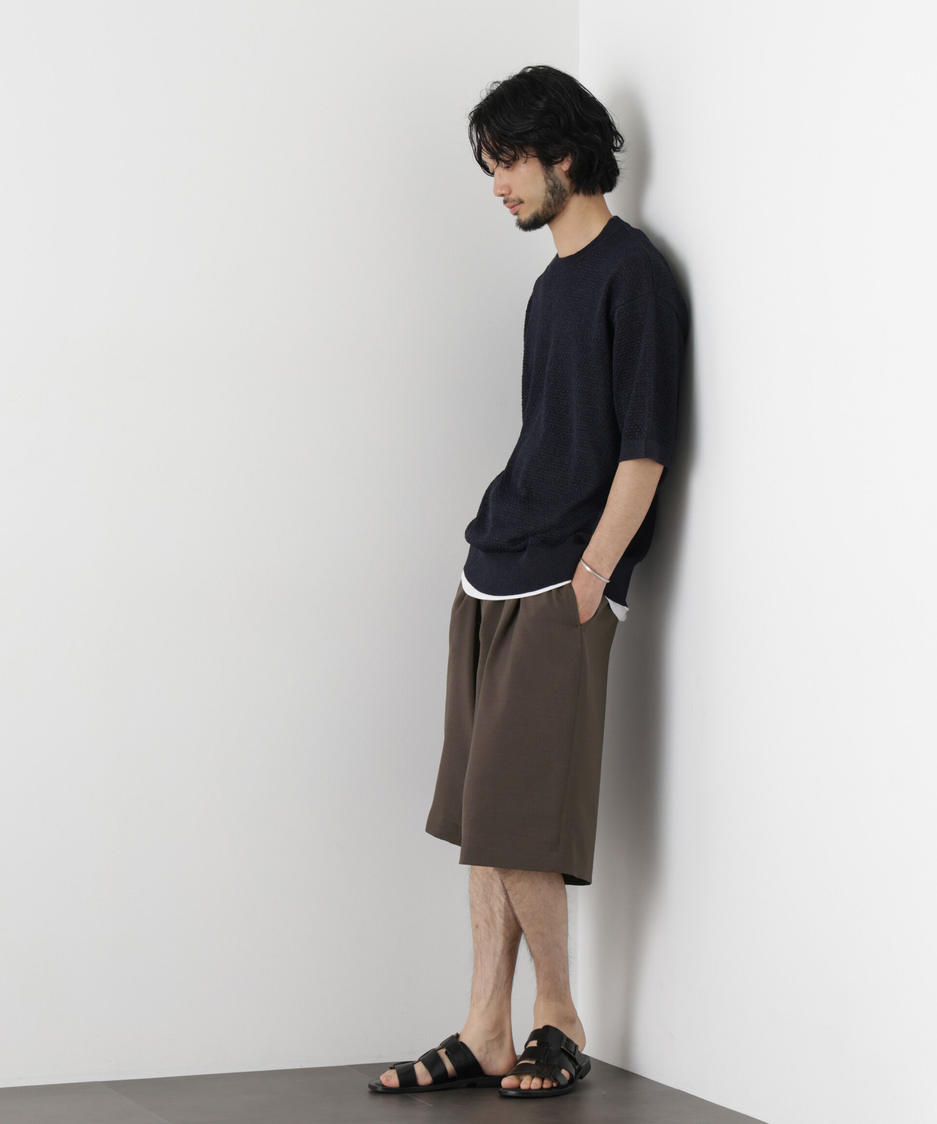 nano･universe「「メランジドライ」バギーイージーハーフショーツ(セットアップ可)」|チノ|