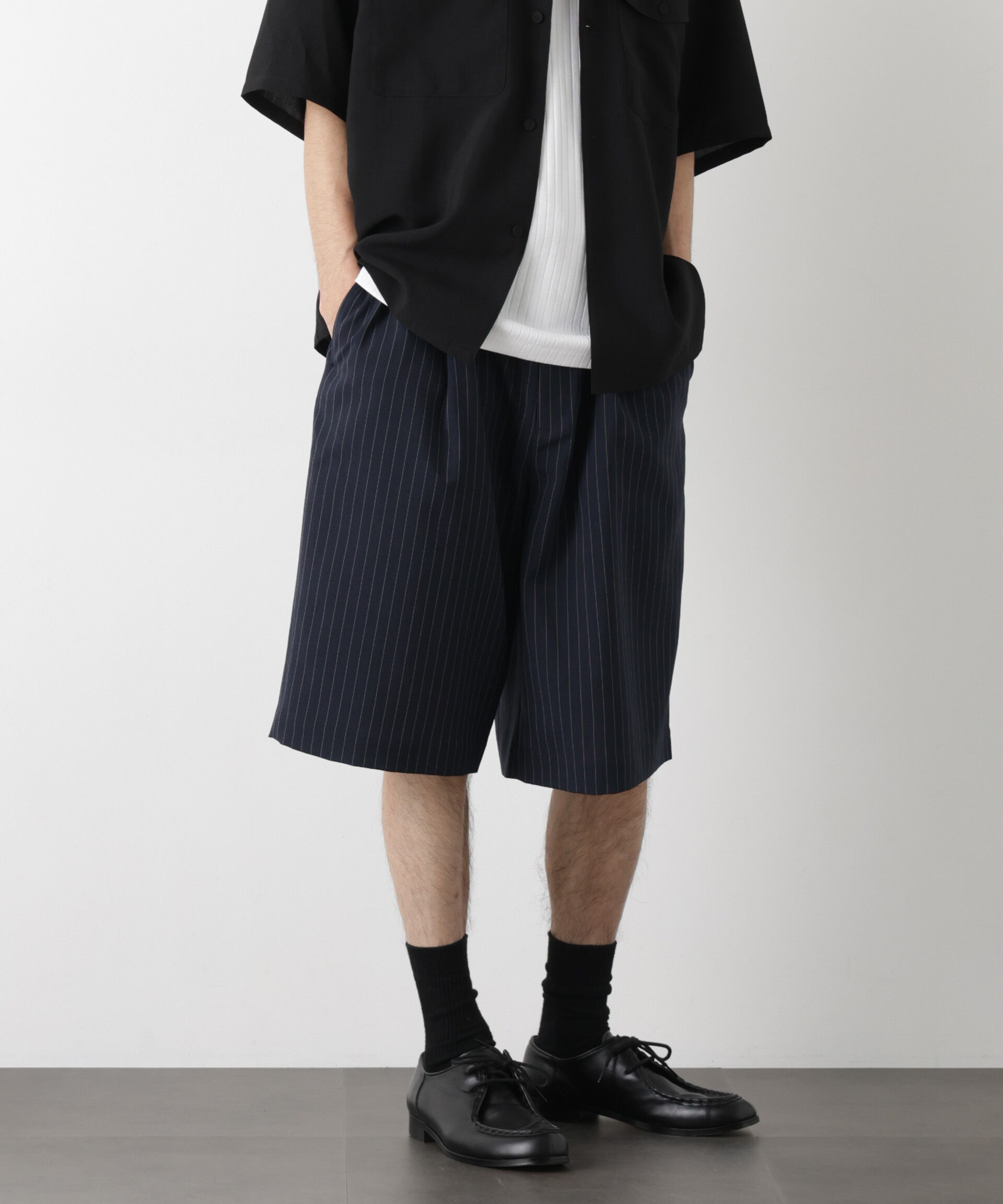 nano･universe「「メランジドライ」バギーイージーハーフショーツ(セットアップ可)」|チノ|パターン1