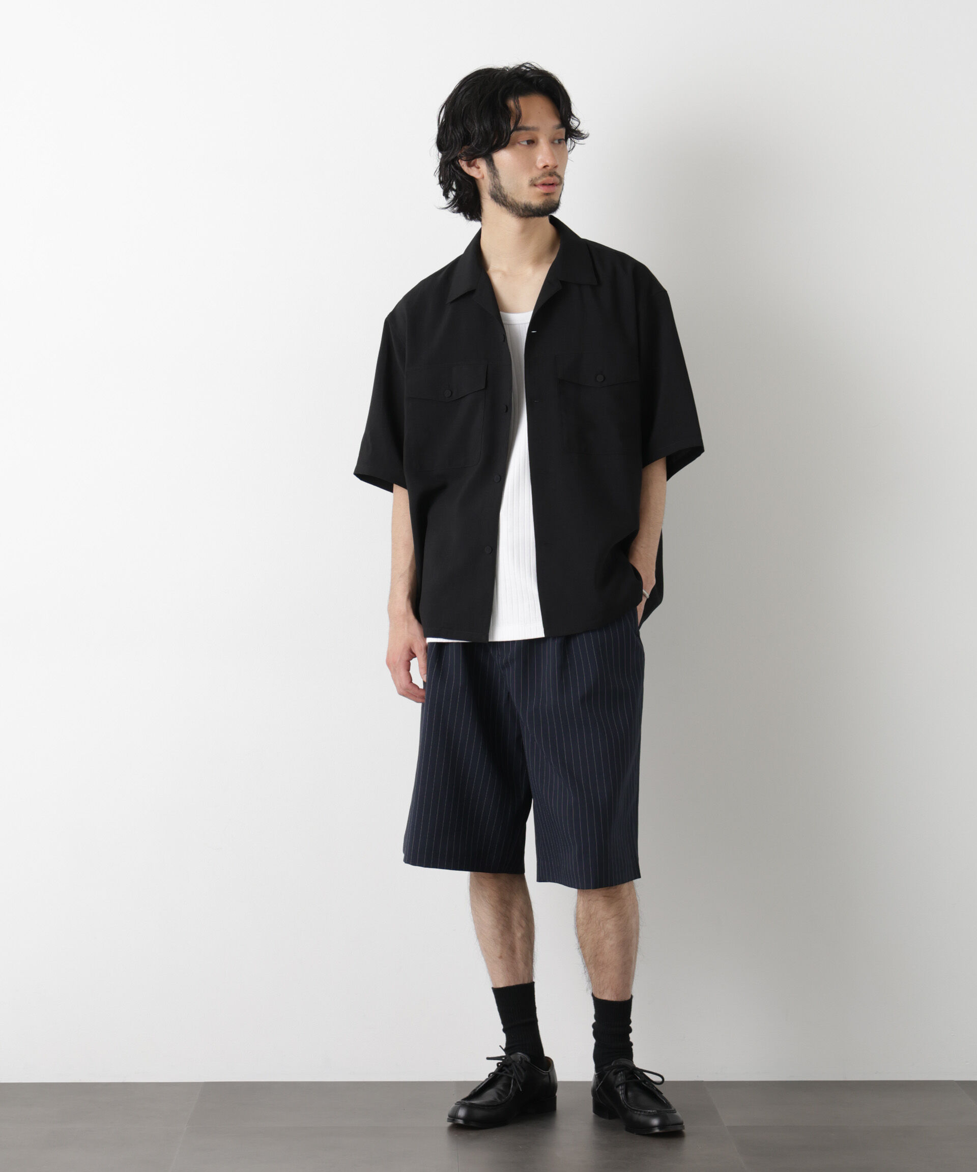 nano･universe「「メランジドライ」バギーイージーハーフショーツ(セットアップ可)」|チノ|