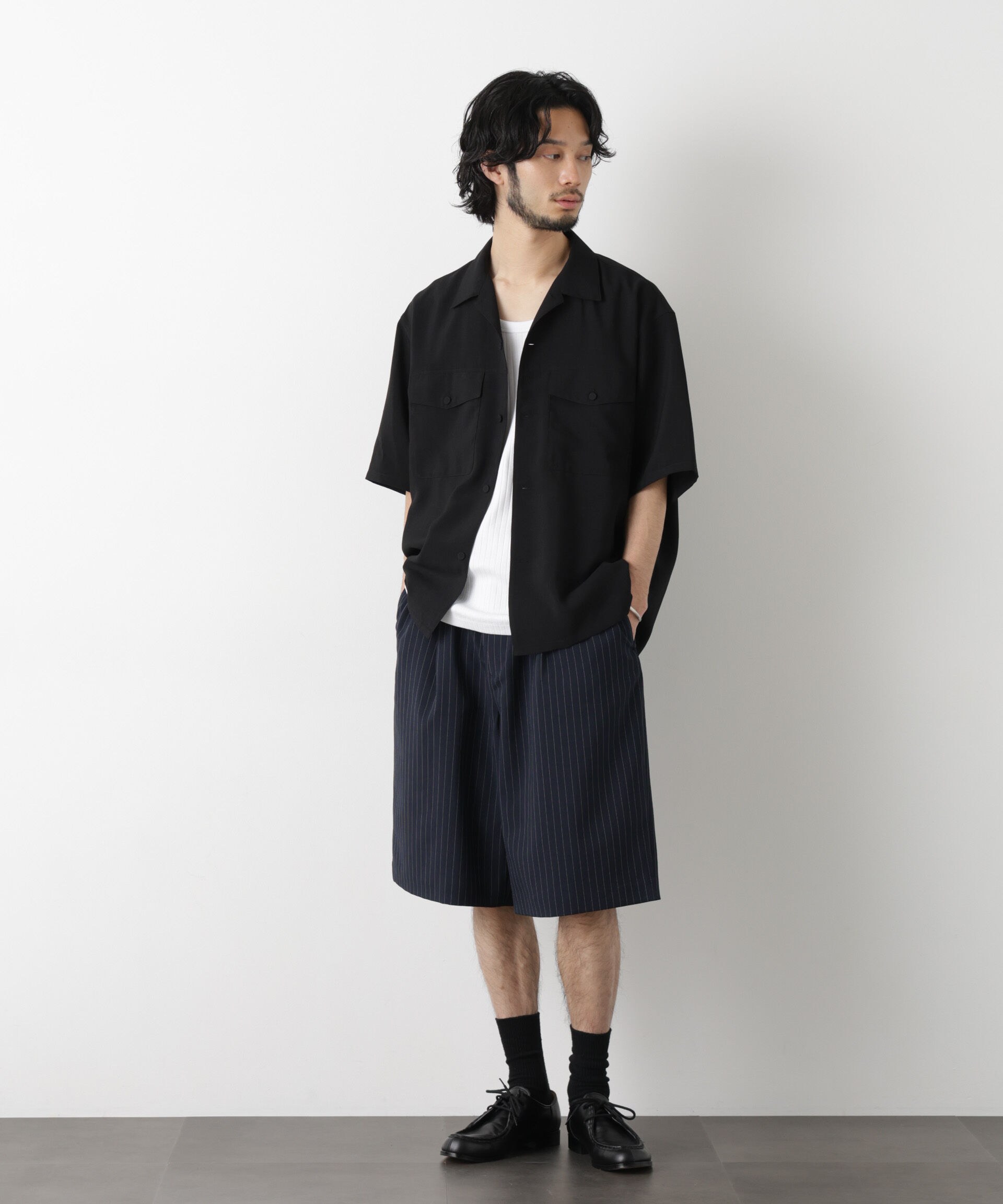 nano･universe「「メランジドライ」バギーイージーハーフショーツ(セットアップ可)」|チノ|