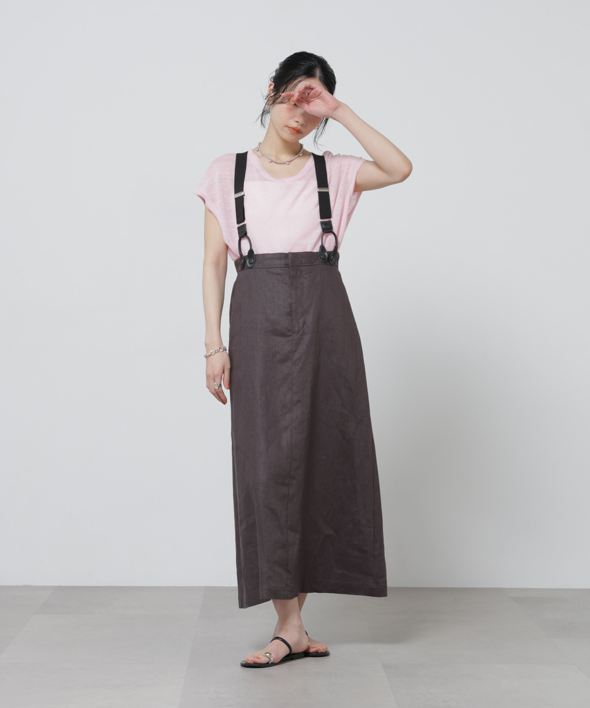 nano･universe「European Flax サスペンダー付きスカート(セットアップ可)」|スカート|
