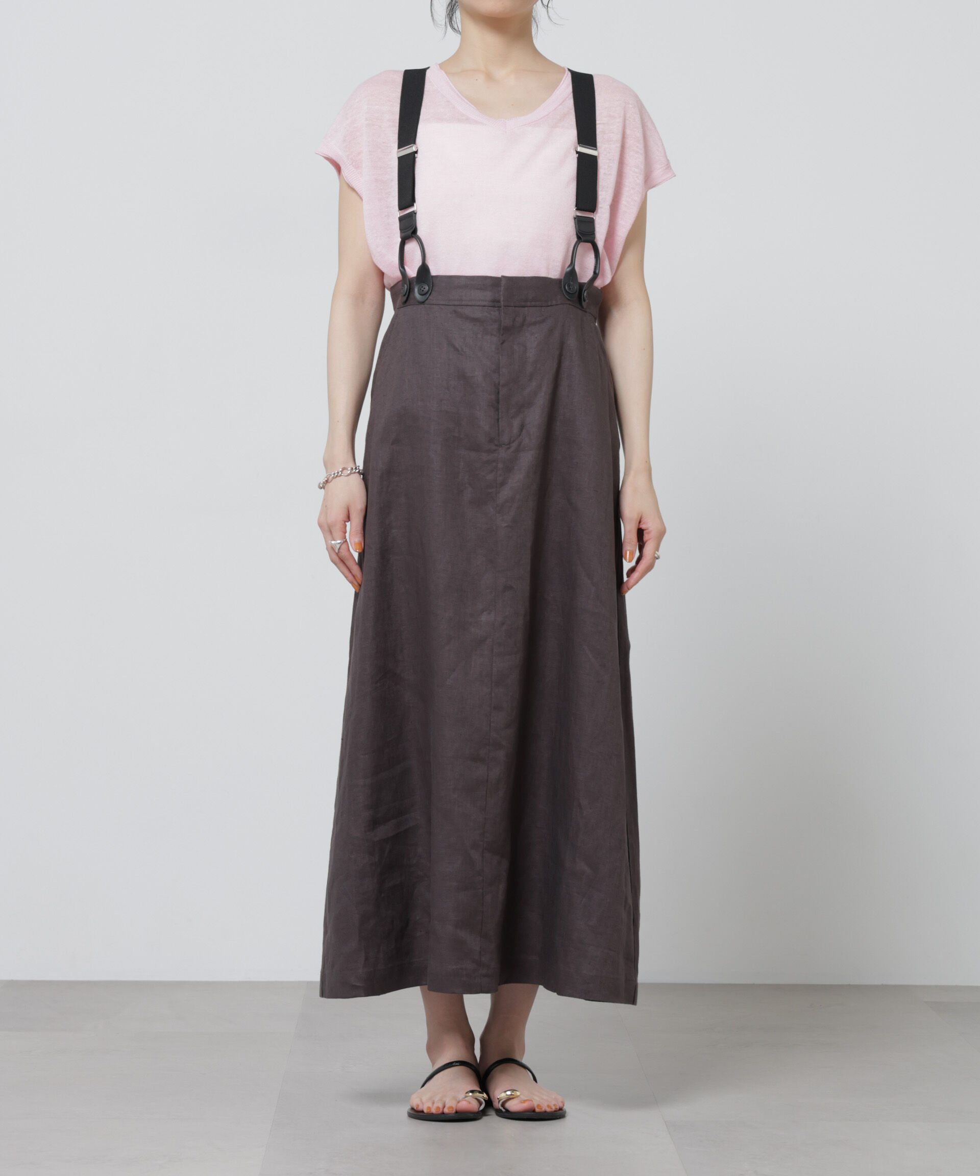 nano･universe「European Flax サスペンダー付きスカート(セットアップ可)」|スカート|