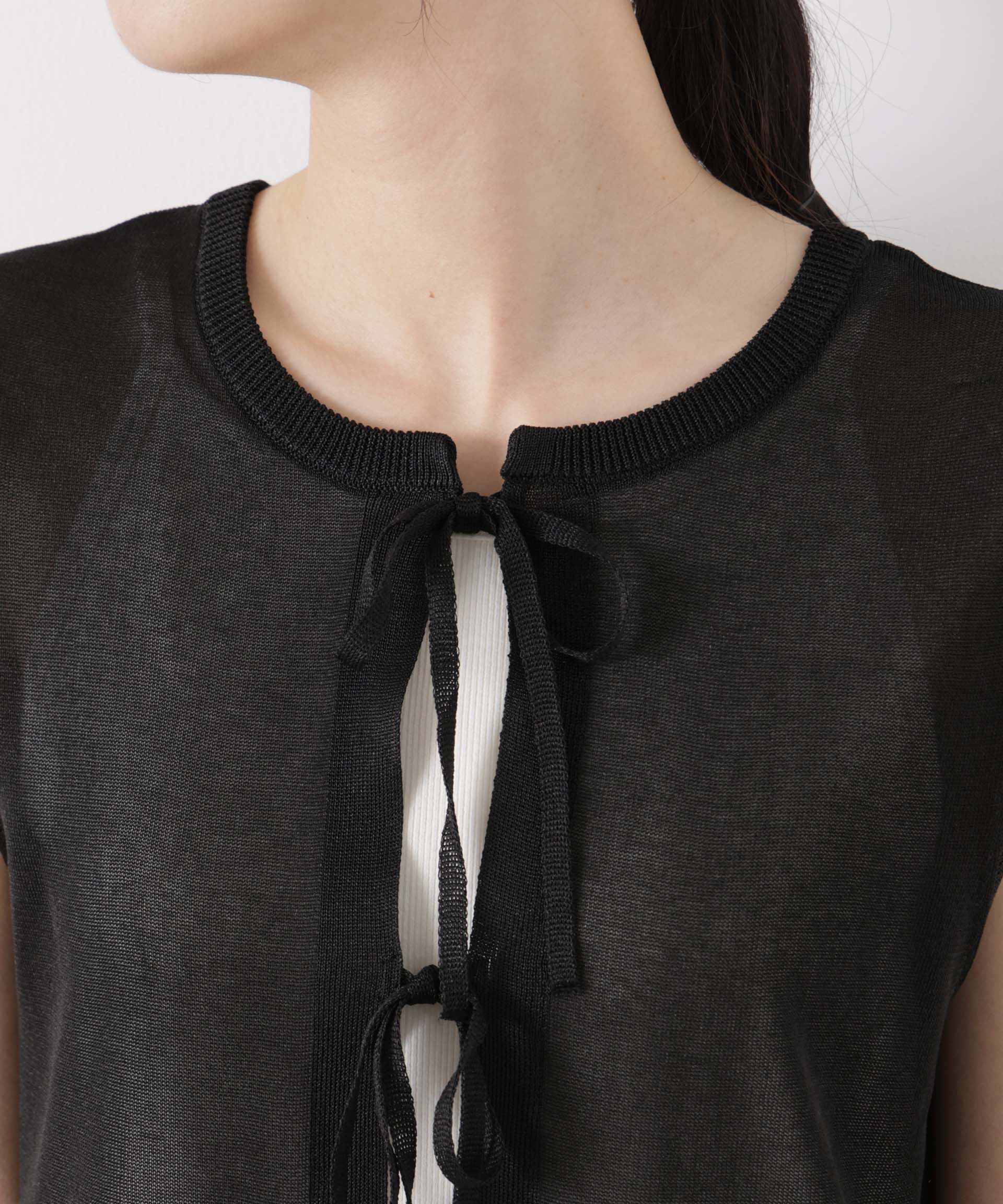 nano･universe「前後2wayリボンアップデザインノースリーブニット」|ニット・セーター|