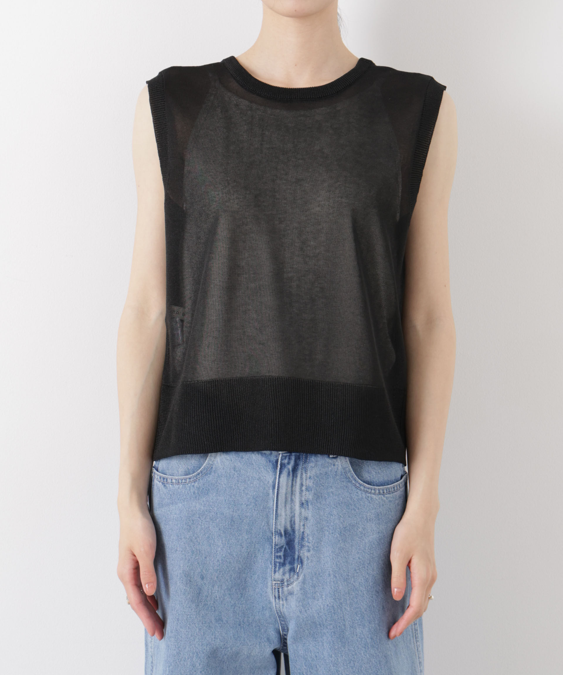 nano･universe「前後2wayリボンアップデザインノースリーブニット」|ニット・セーター|