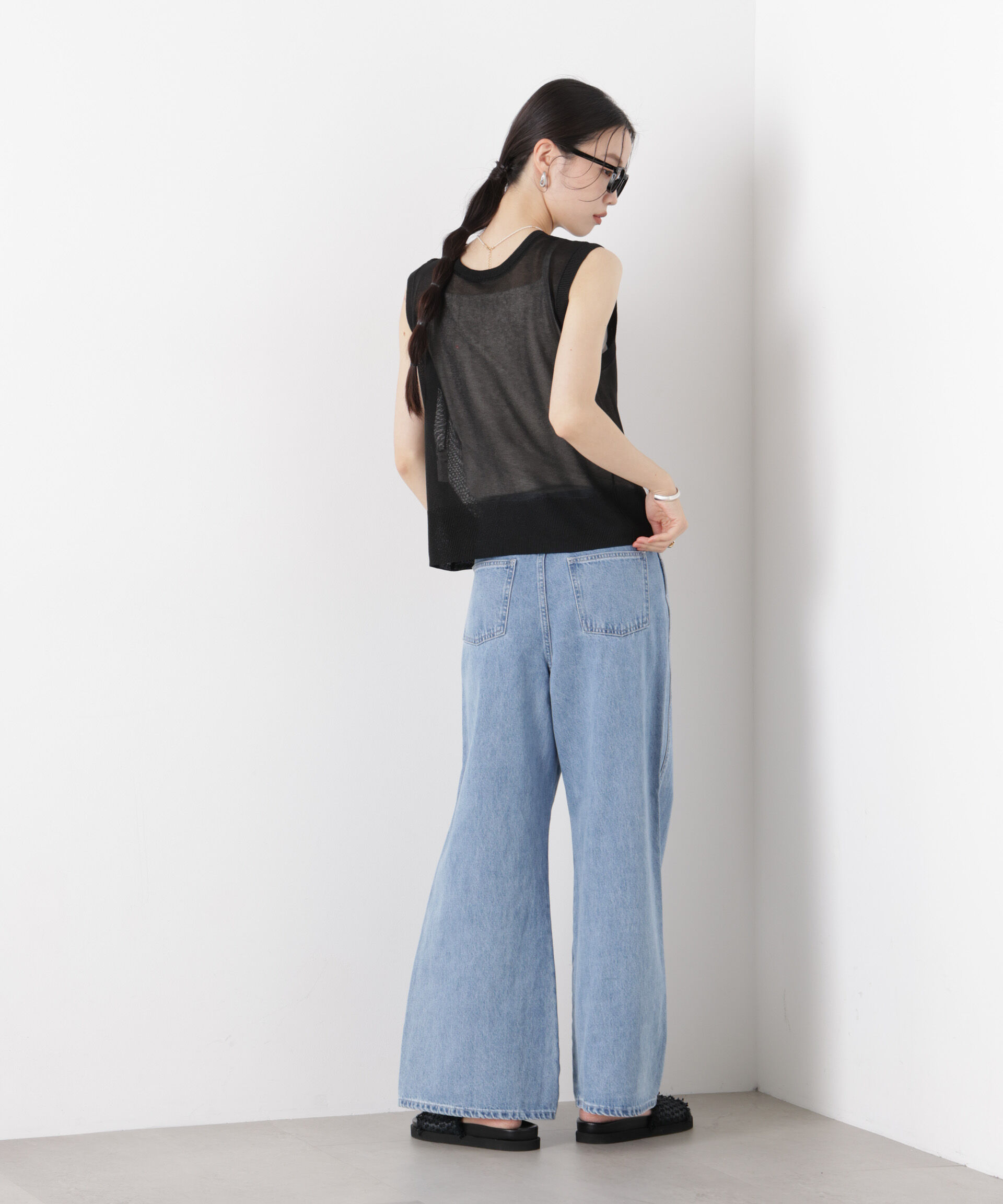 nano･universe「前後2wayリボンアップデザインノースリーブニット」|ニット・セーター|