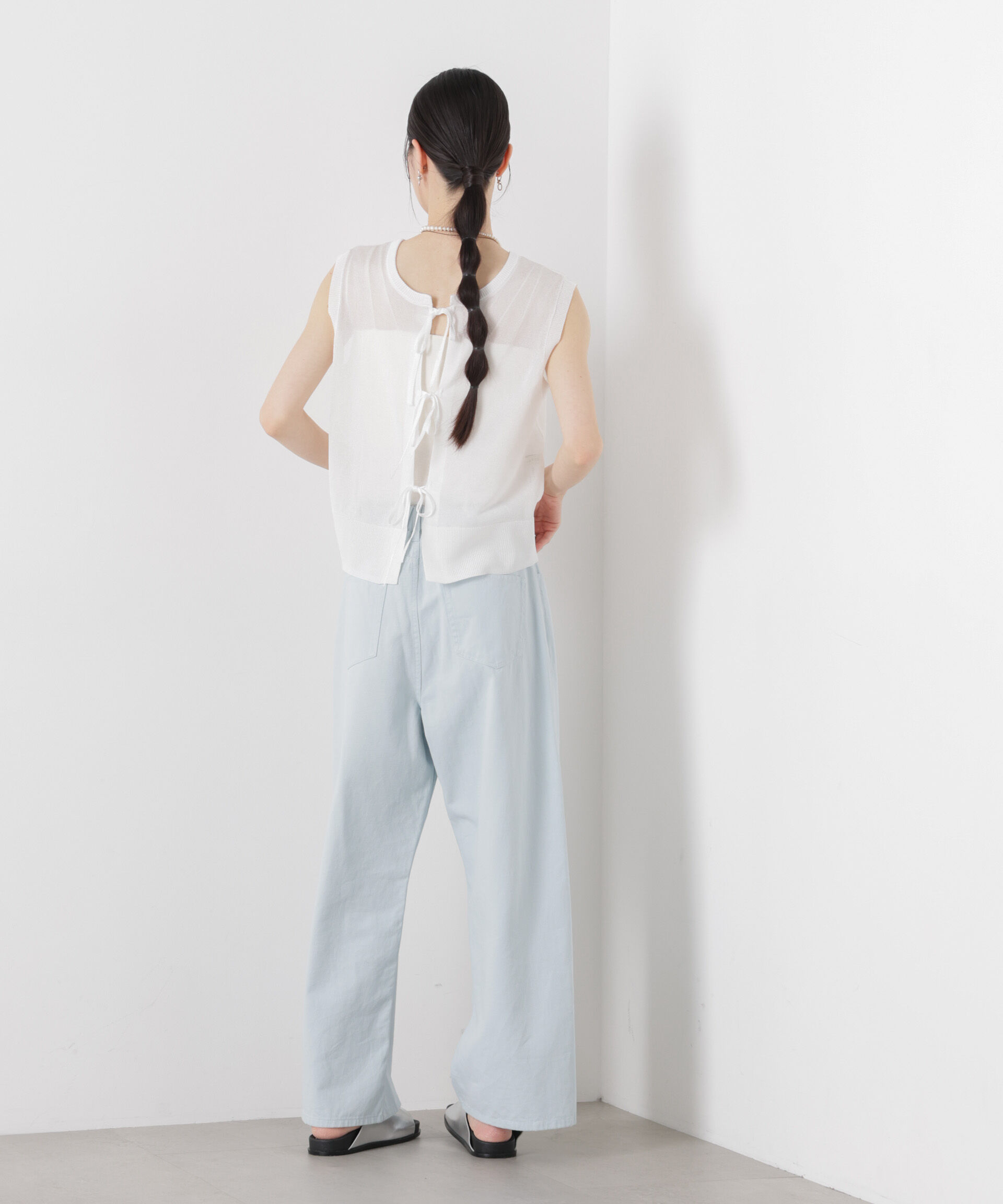 nano･universe「前後2wayリボンアップデザインノースリーブニット」|ニット・セーター|