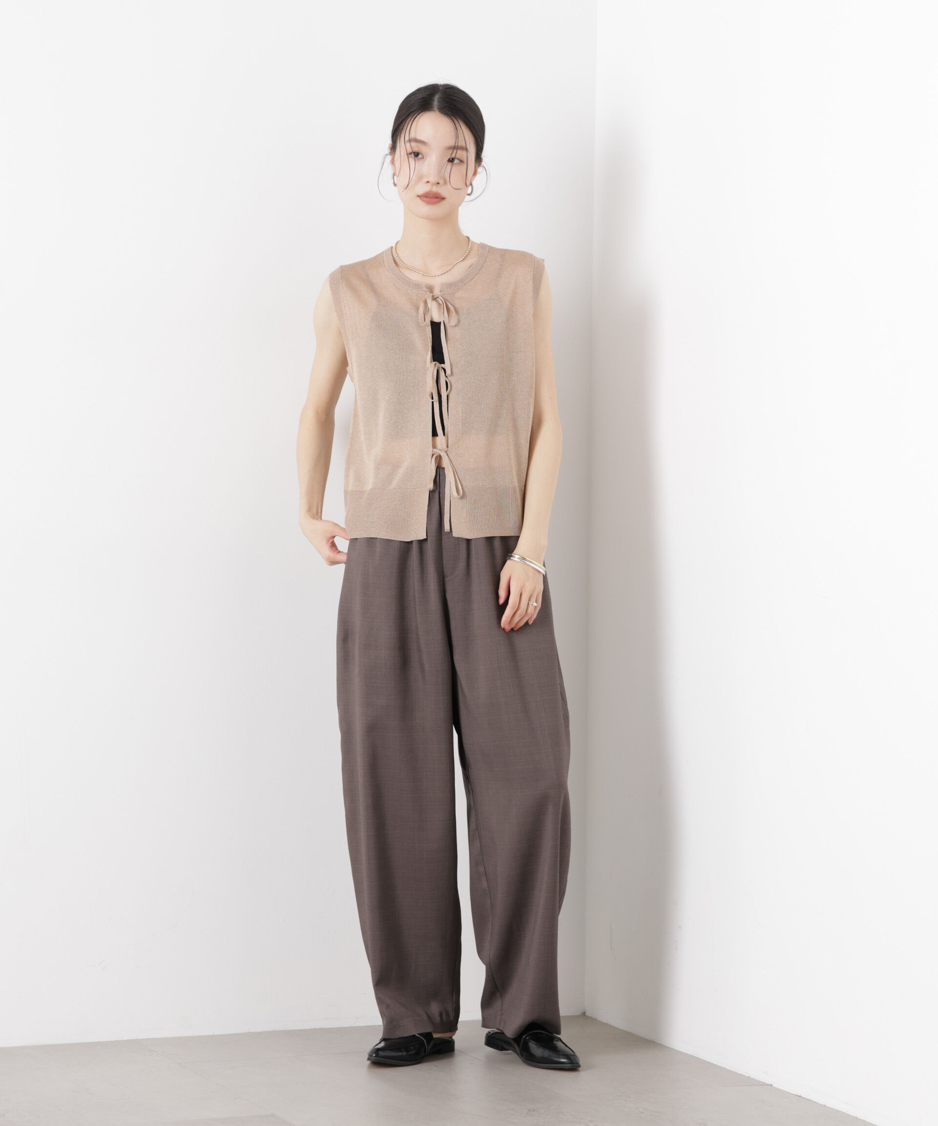 nano･universe「前後2wayリボンアップデザインノースリーブニット」|ニット・セーター|