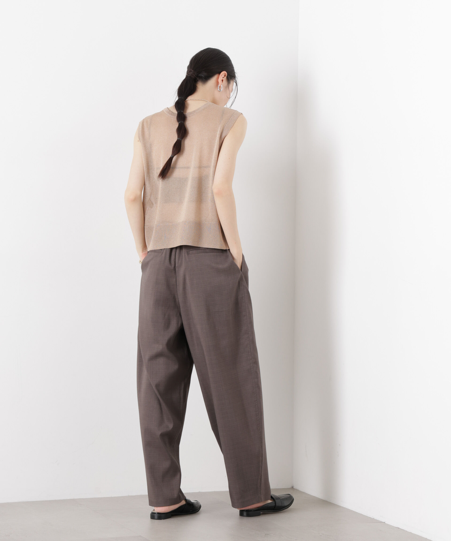 nano･universe「前後2wayリボンアップデザインノースリーブニット」|ニット・セーター|