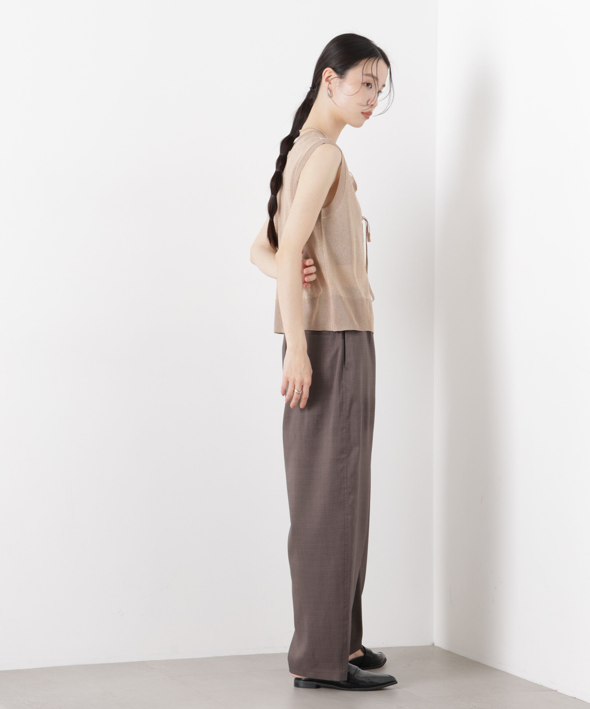 nano･universe「前後2wayリボンアップデザインノースリーブニット」|ニット・セーター|