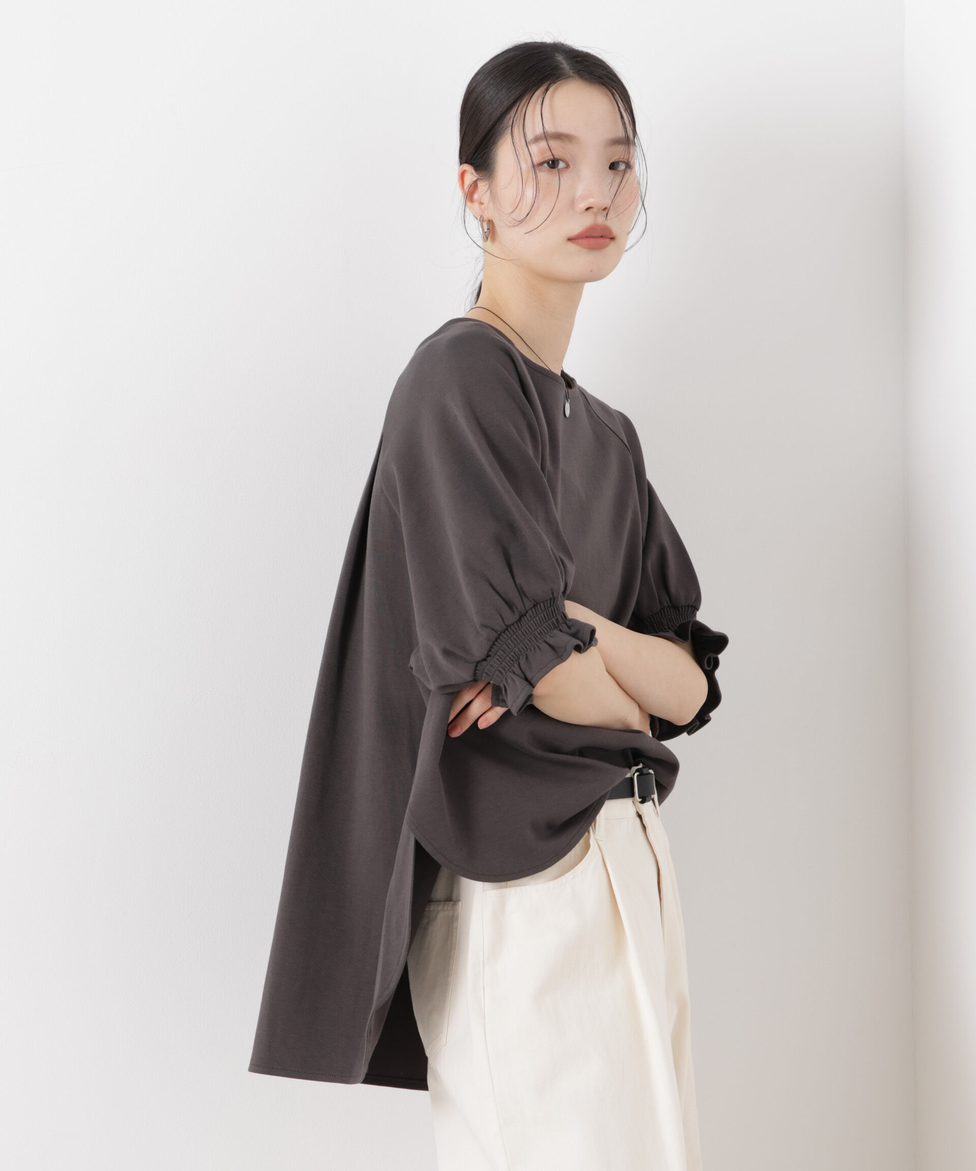 nano･universe「キャンディースリーブポンチカットトップス」|Tシャツ・カットソー|