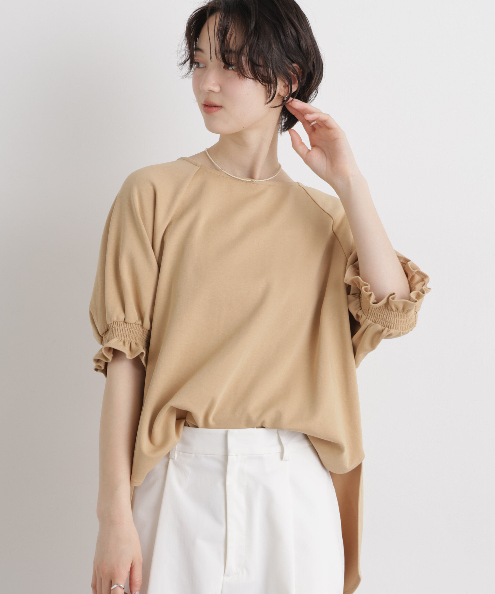 nano･universe「キャンディースリーブポンチカットトップス」|Tシャツ・カットソー|