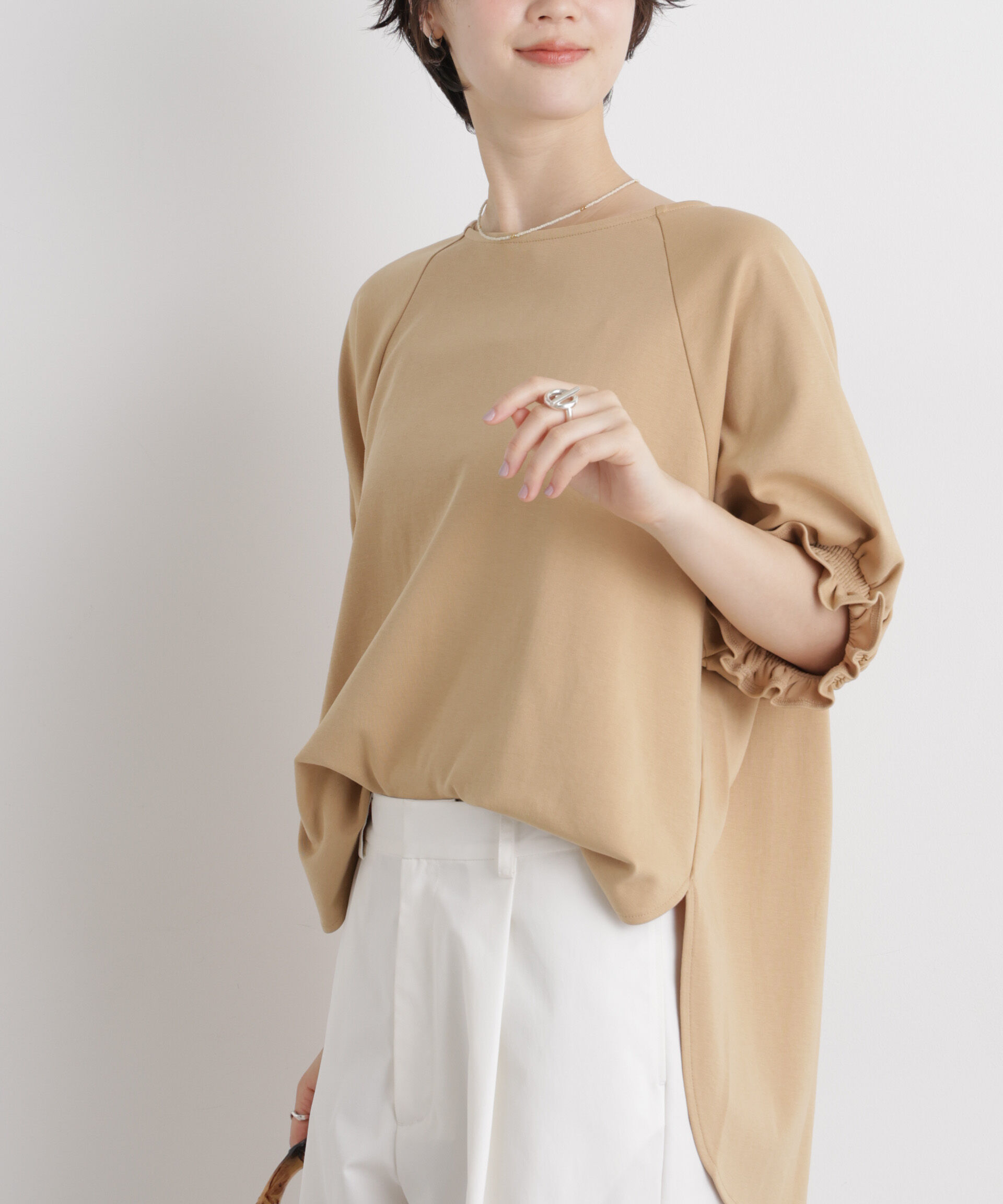 nano･universe「キャンディースリーブポンチカットトップス」|Tシャツ・カットソー|