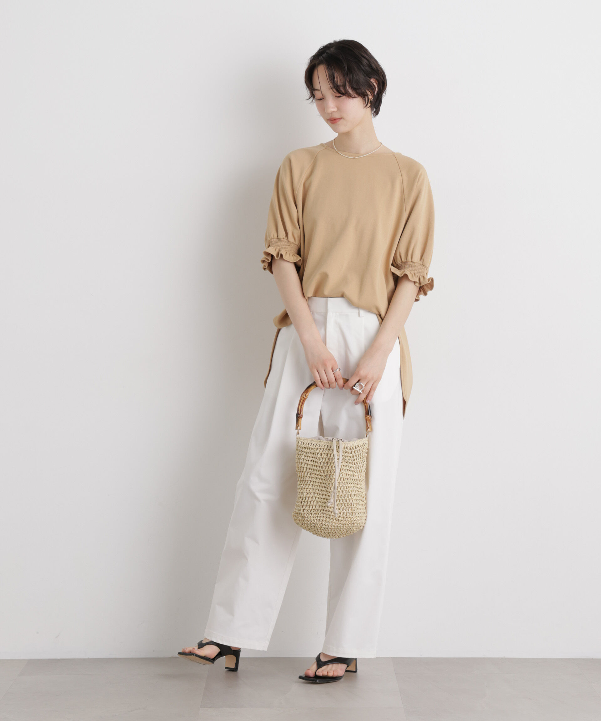 nano･universe「キャンディースリーブポンチカットトップス」|Tシャツ・カットソー|