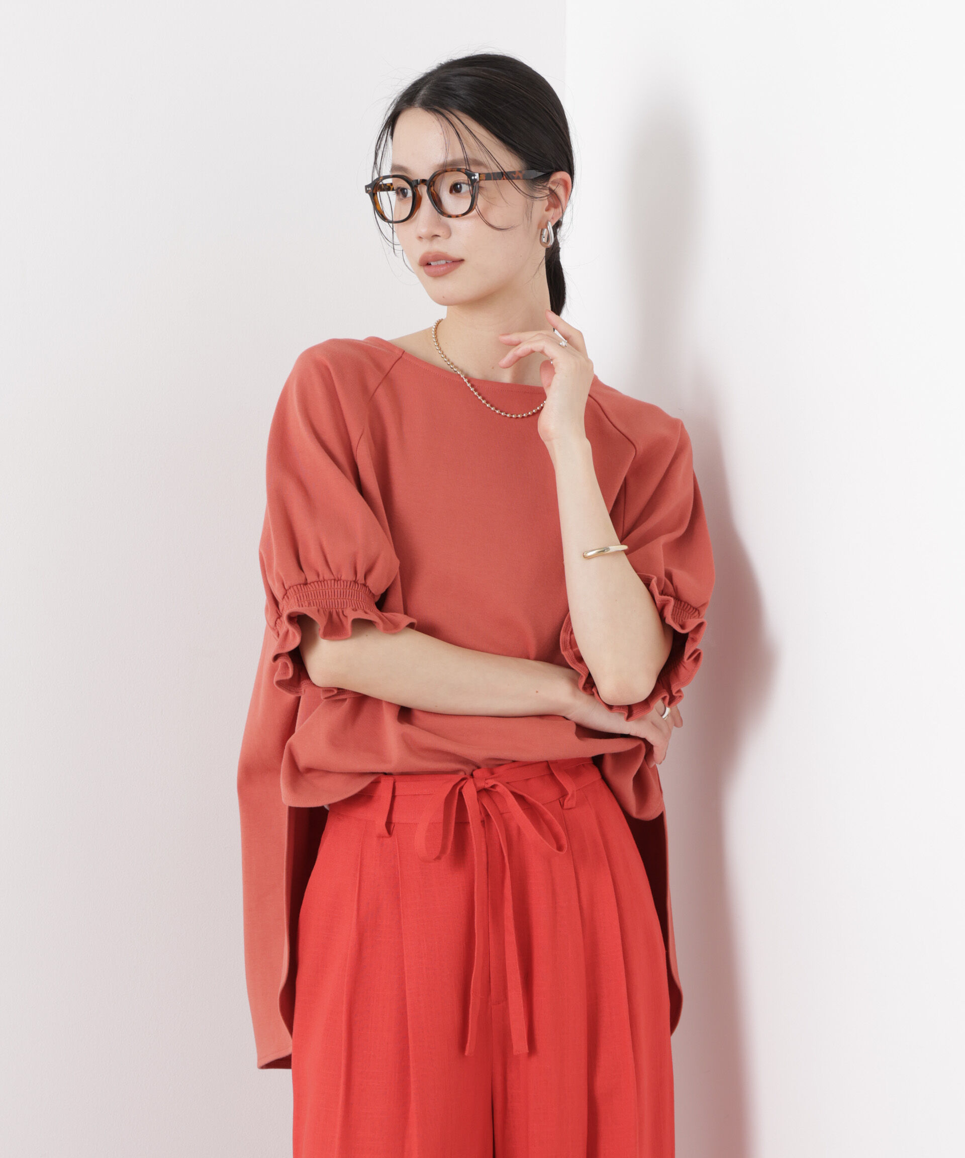 nano･universe「キャンディースリーブポンチカットトップス」|Tシャツ・カットソー|