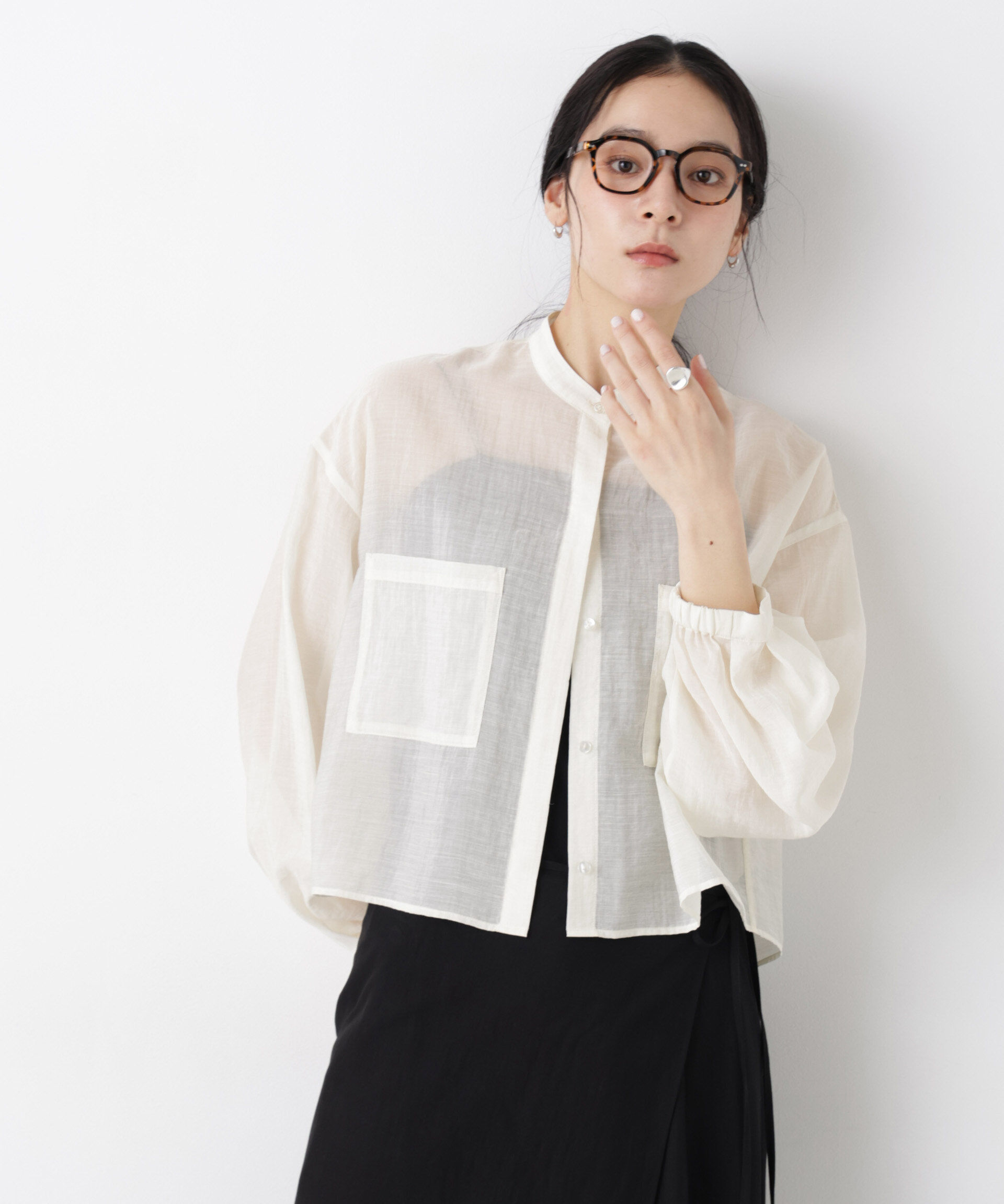 nano･universe「タックスリーブポケットシアーショートシャツ」|シャツ・ブラウス|