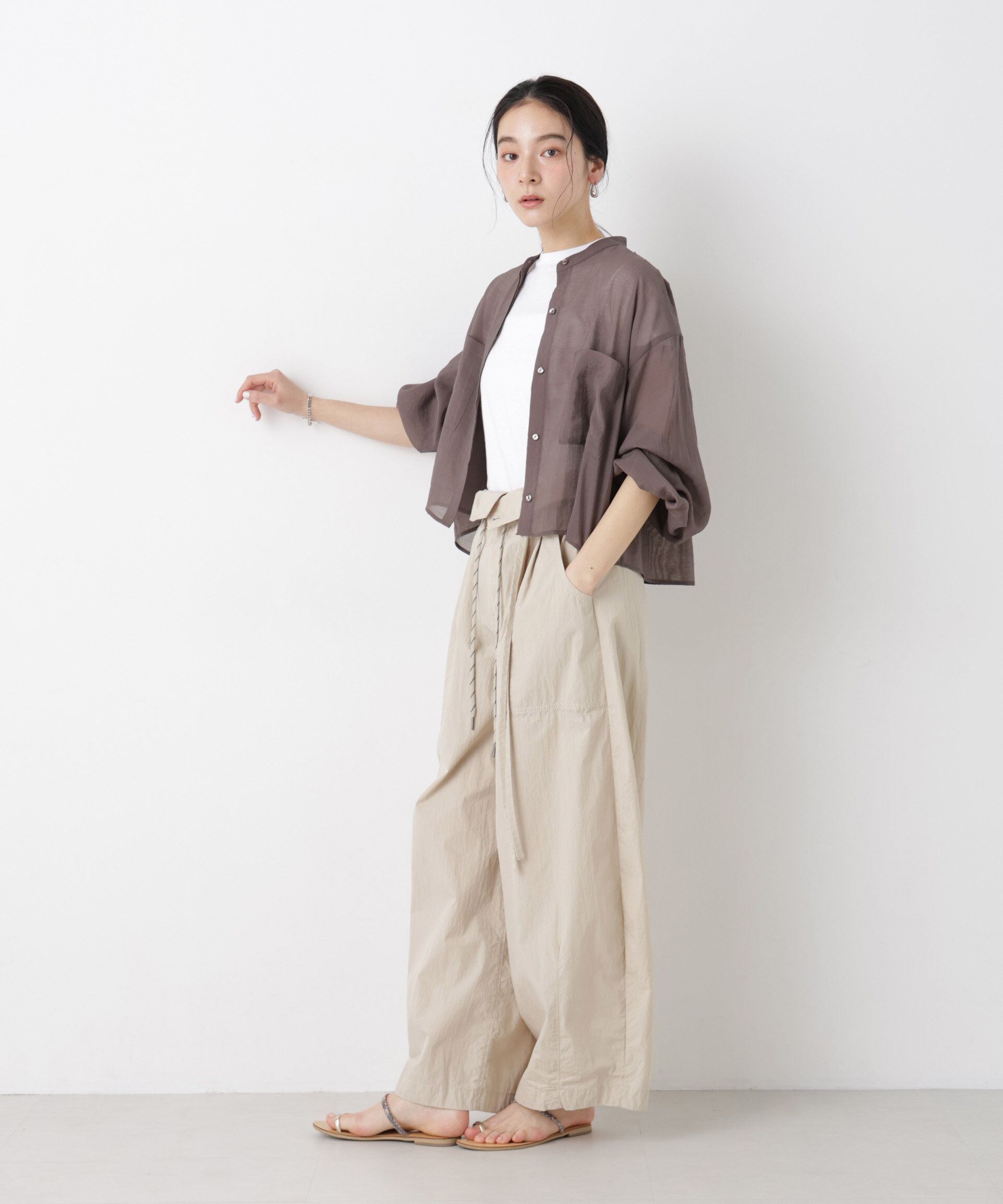 nano･universe「タックスリーブポケットシアーショートシャツ」|シャツ・ブラウス|