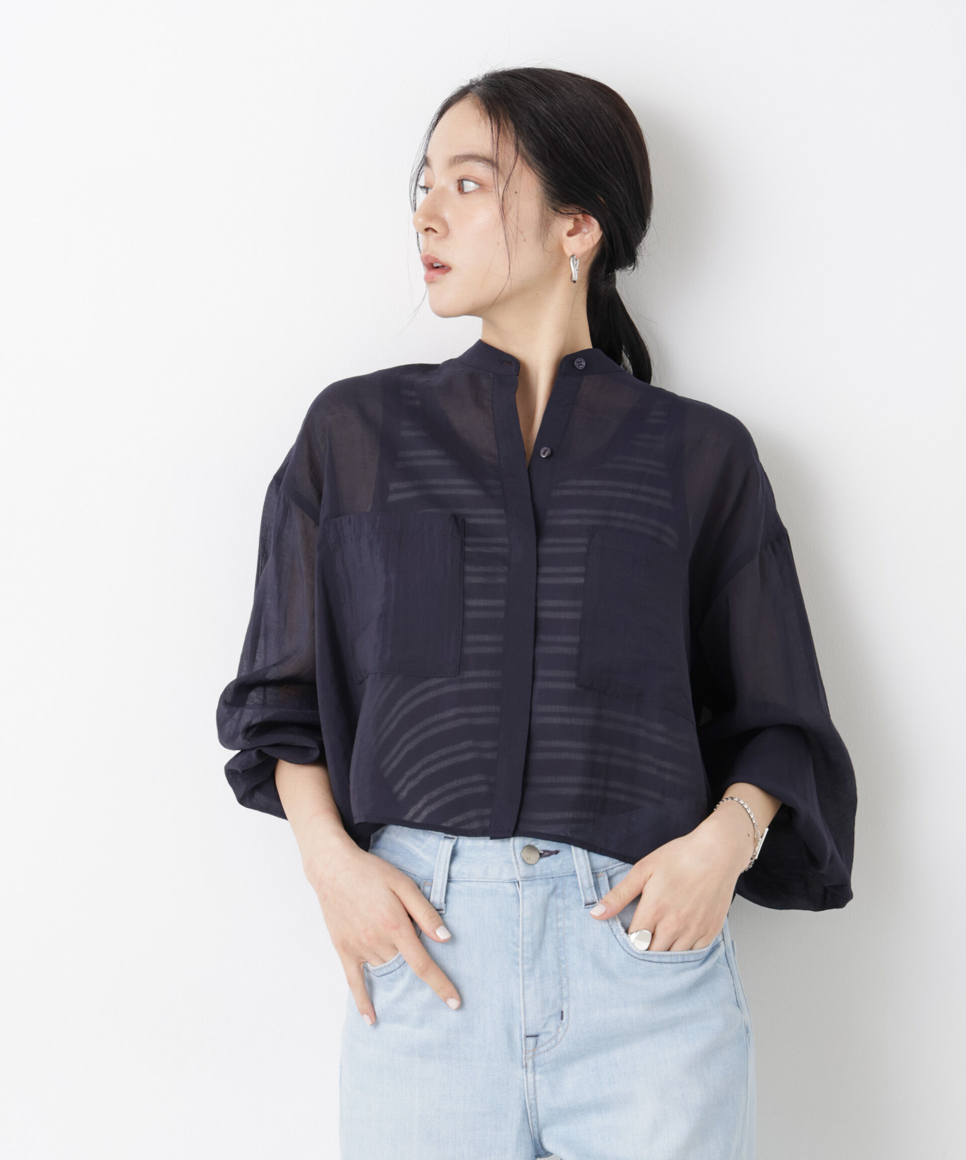 nano･universe「タックスリーブポケットシアーショートシャツ」|シャツ・ブラウス|