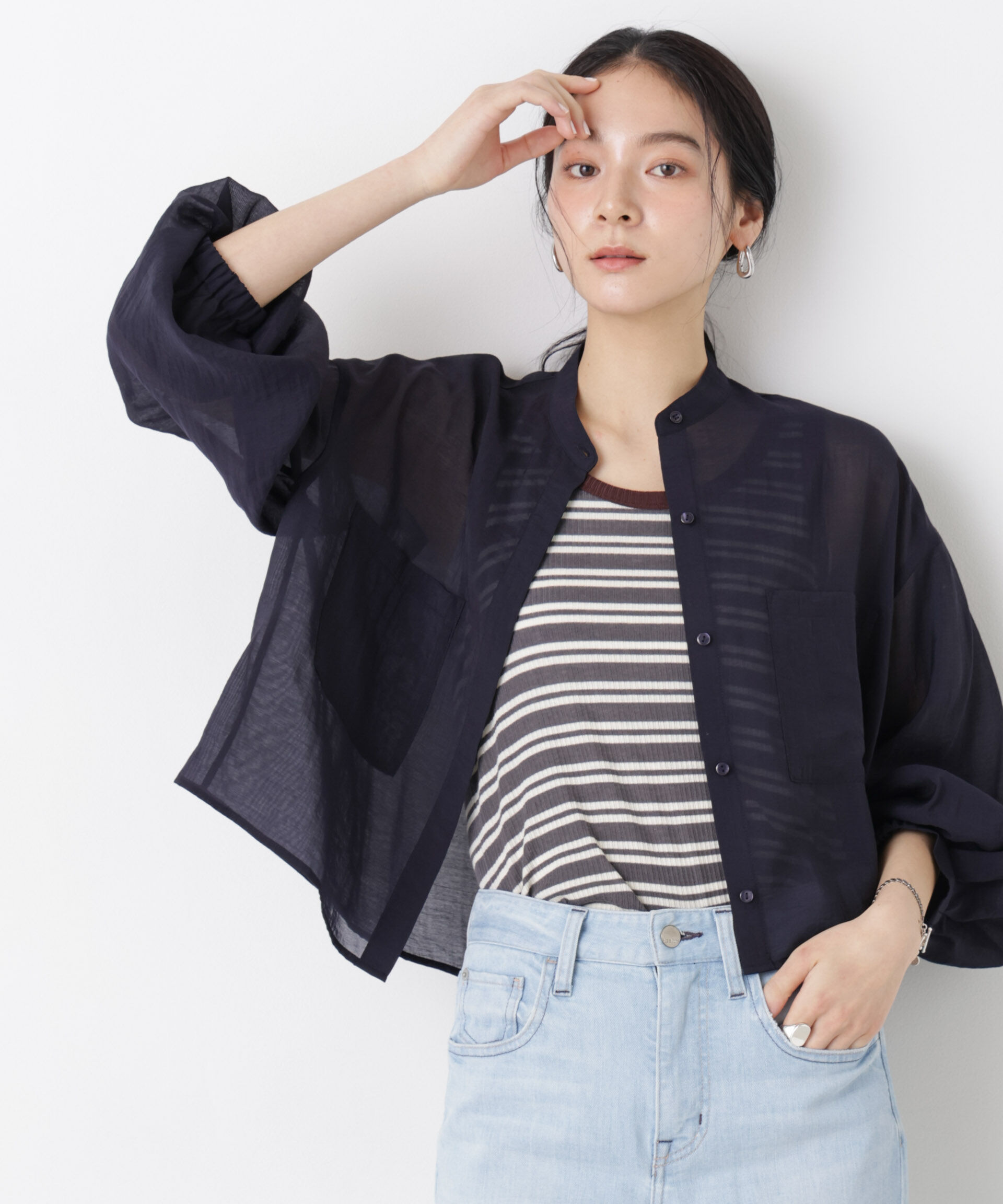 nano･universe「タックスリーブポケットシアーショートシャツ」|シャツ・ブラウス|